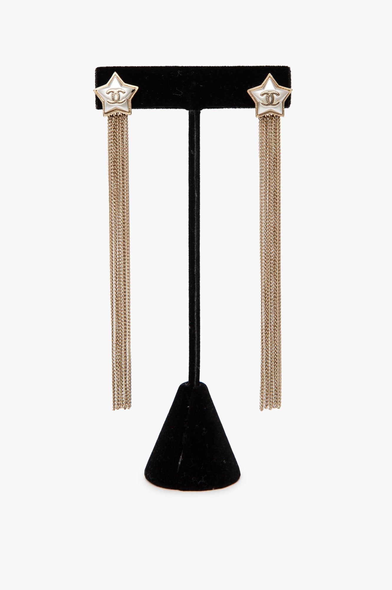 Chanel CC Star Fringe Drop Earrings