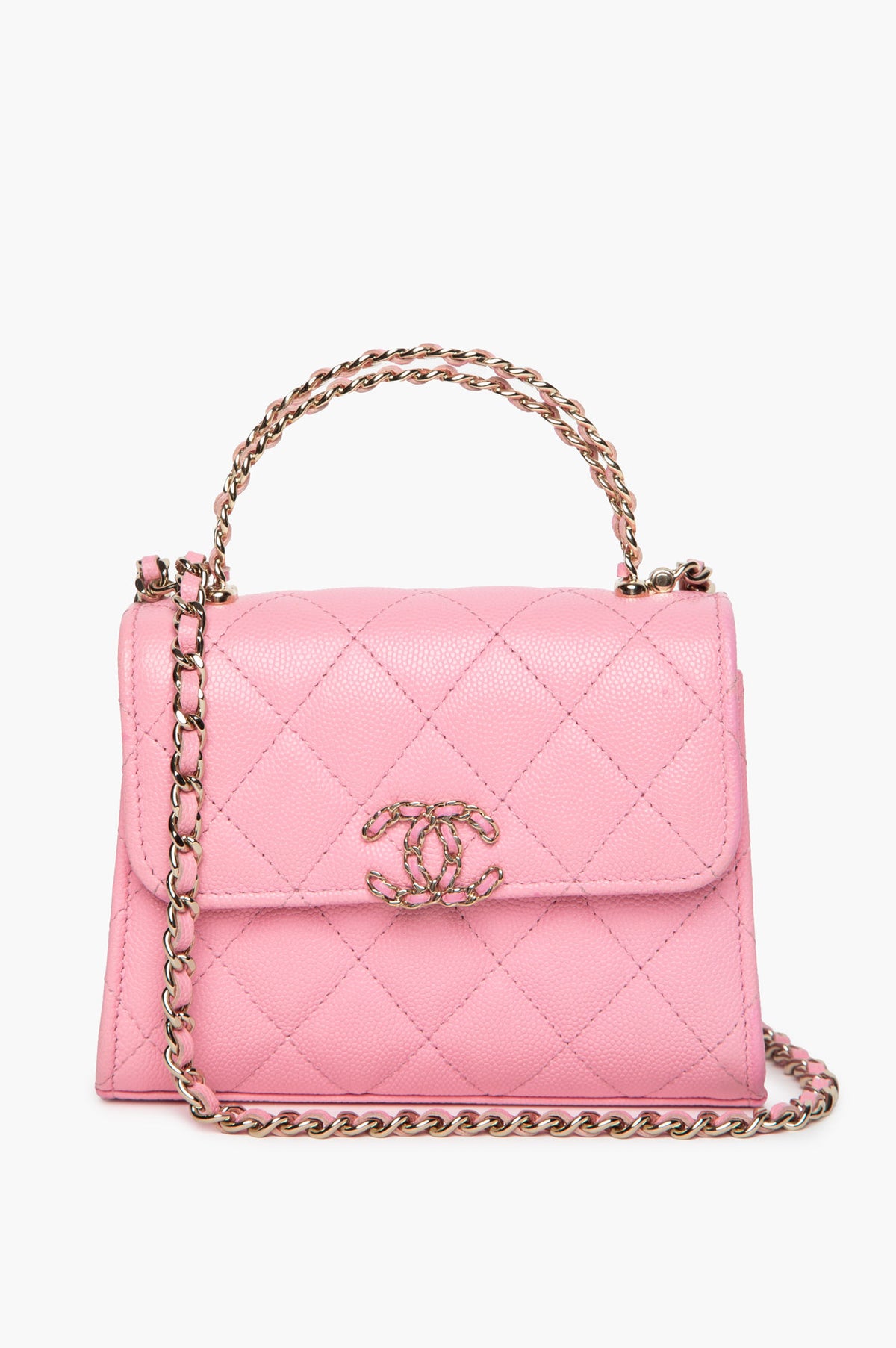 Chanel Cruise 2026 Pink Quilted Caviar Mini Chain Top Handle Bag
