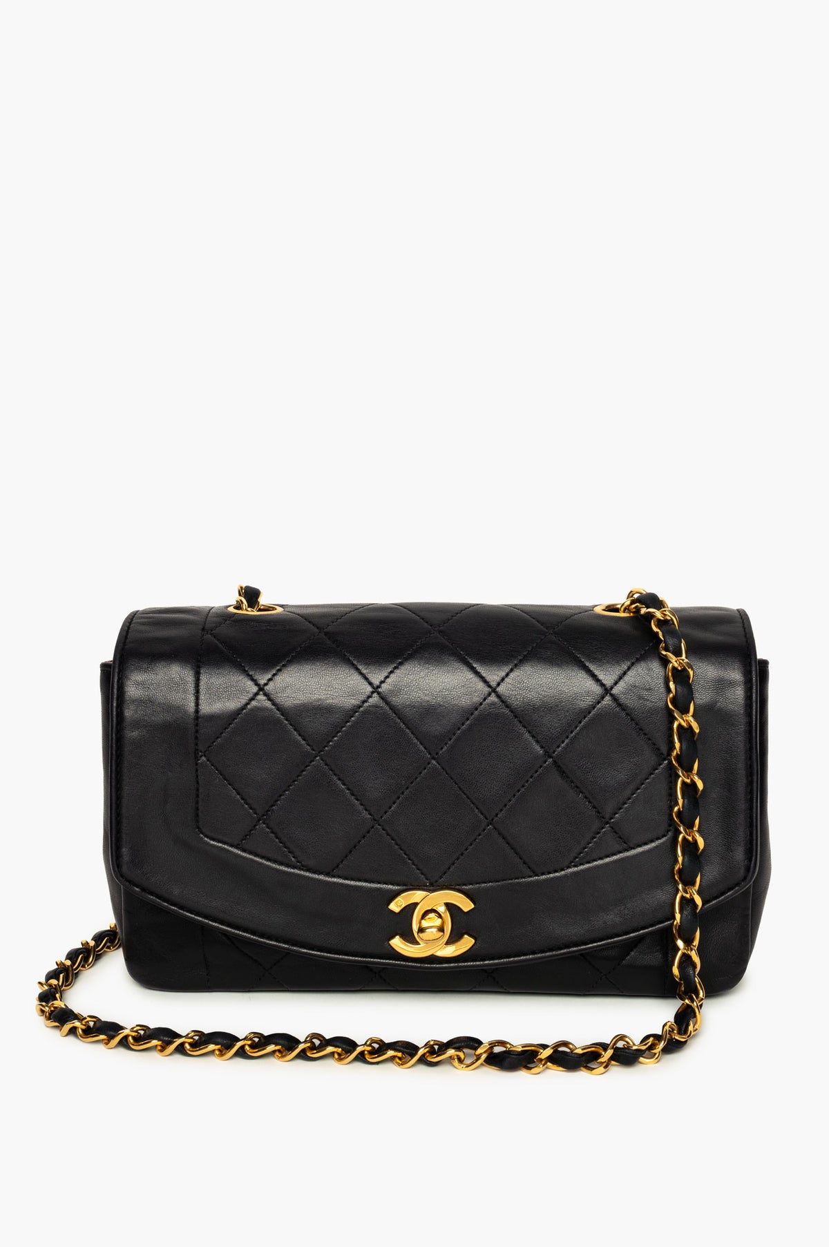 Chanel Diana Vintage Black Lambskin Bag 24K Gold-Plated Hardware