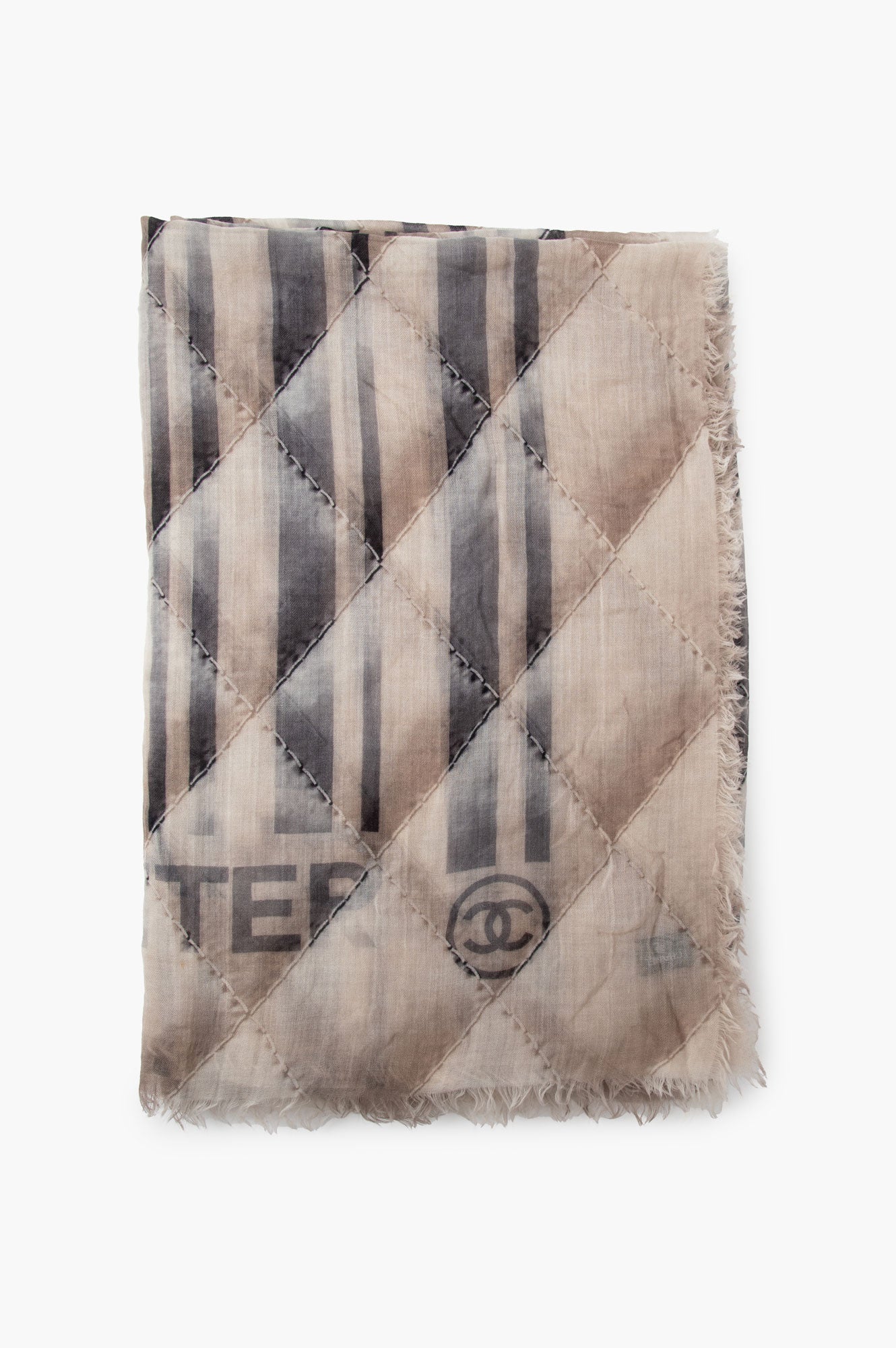 Chanel Ecru Trompe-L'œil Diamond Quilt Print Cashmere Shawl