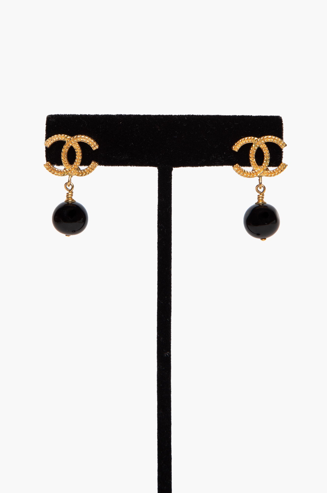 Chanel Spring 2014 Gold Tone CC Bead Drop Earrings