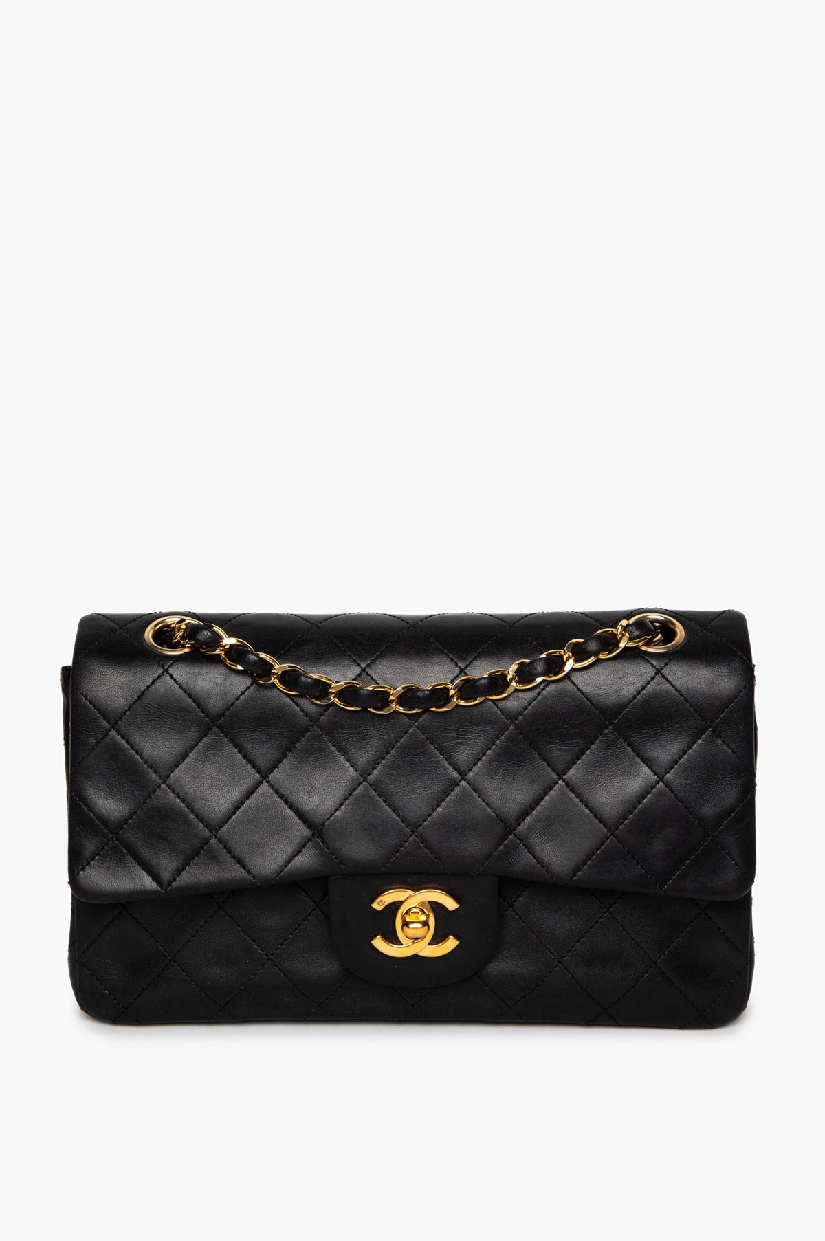 Chanel Vintage Black Lambskin Small Classic Flap GHW