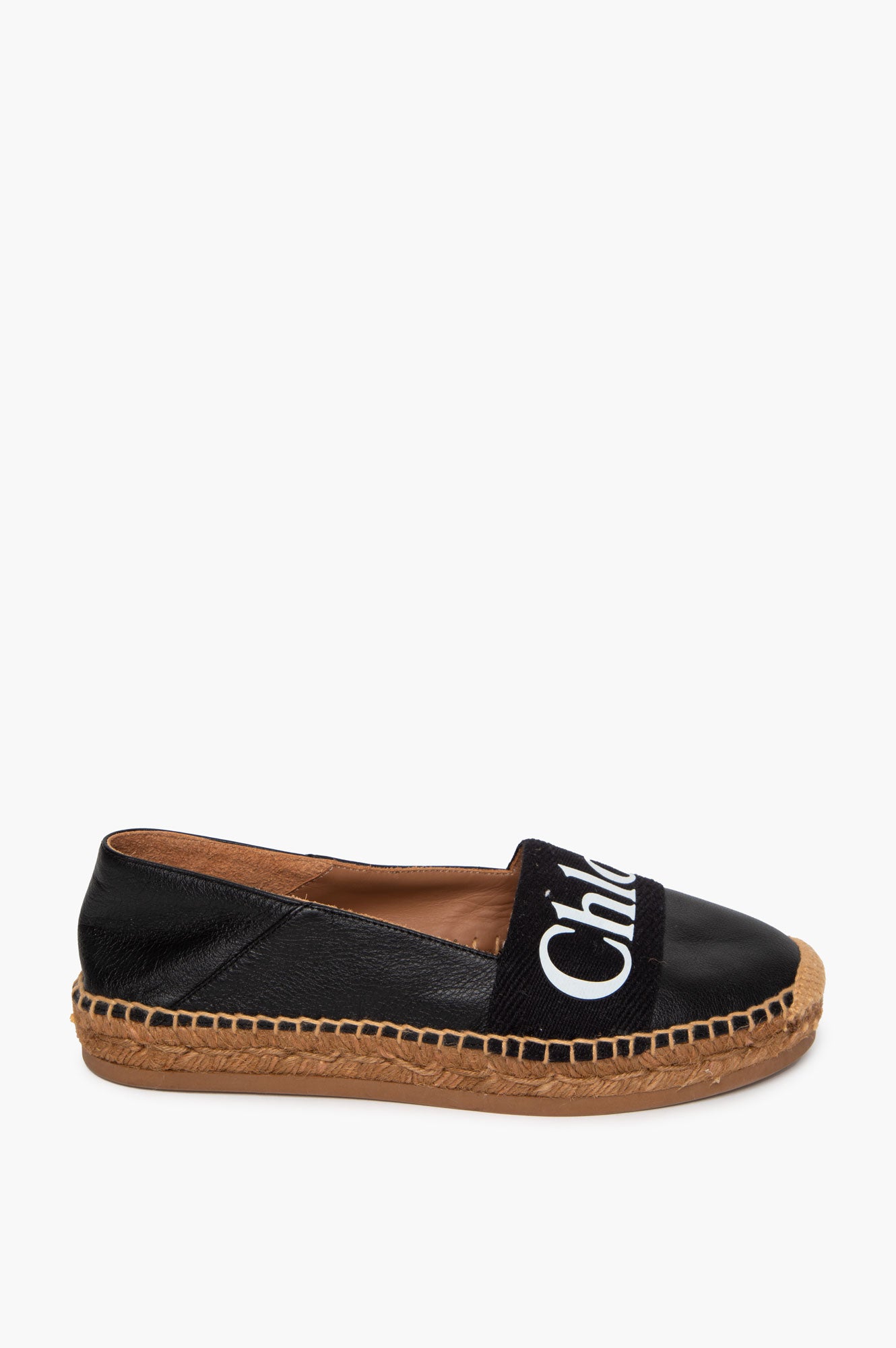 Chloé Black Leather Woody Espadrilles Size 36
