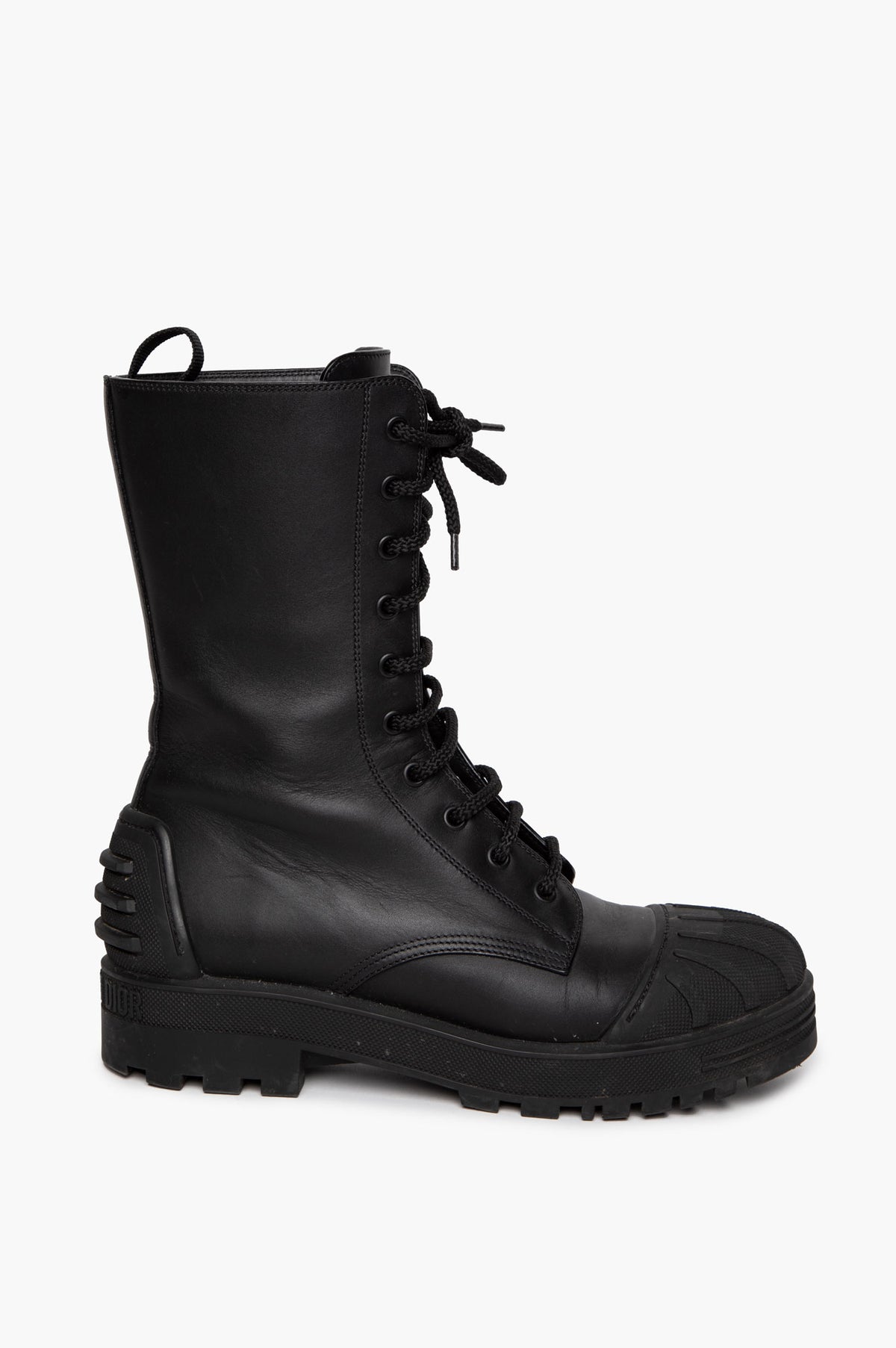 Christian Dior Black Leather Dioriron Combat Boots Size 39.5