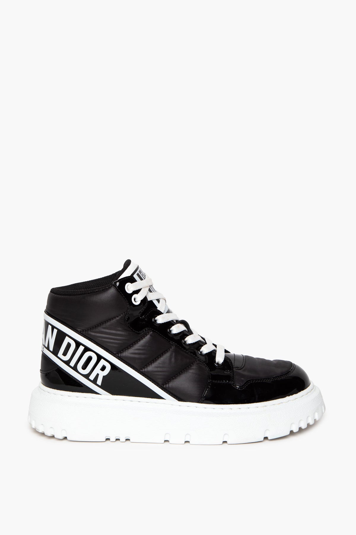 Christian Dior Black Quilted Nylon D-Player High Top Sneakers Size 37