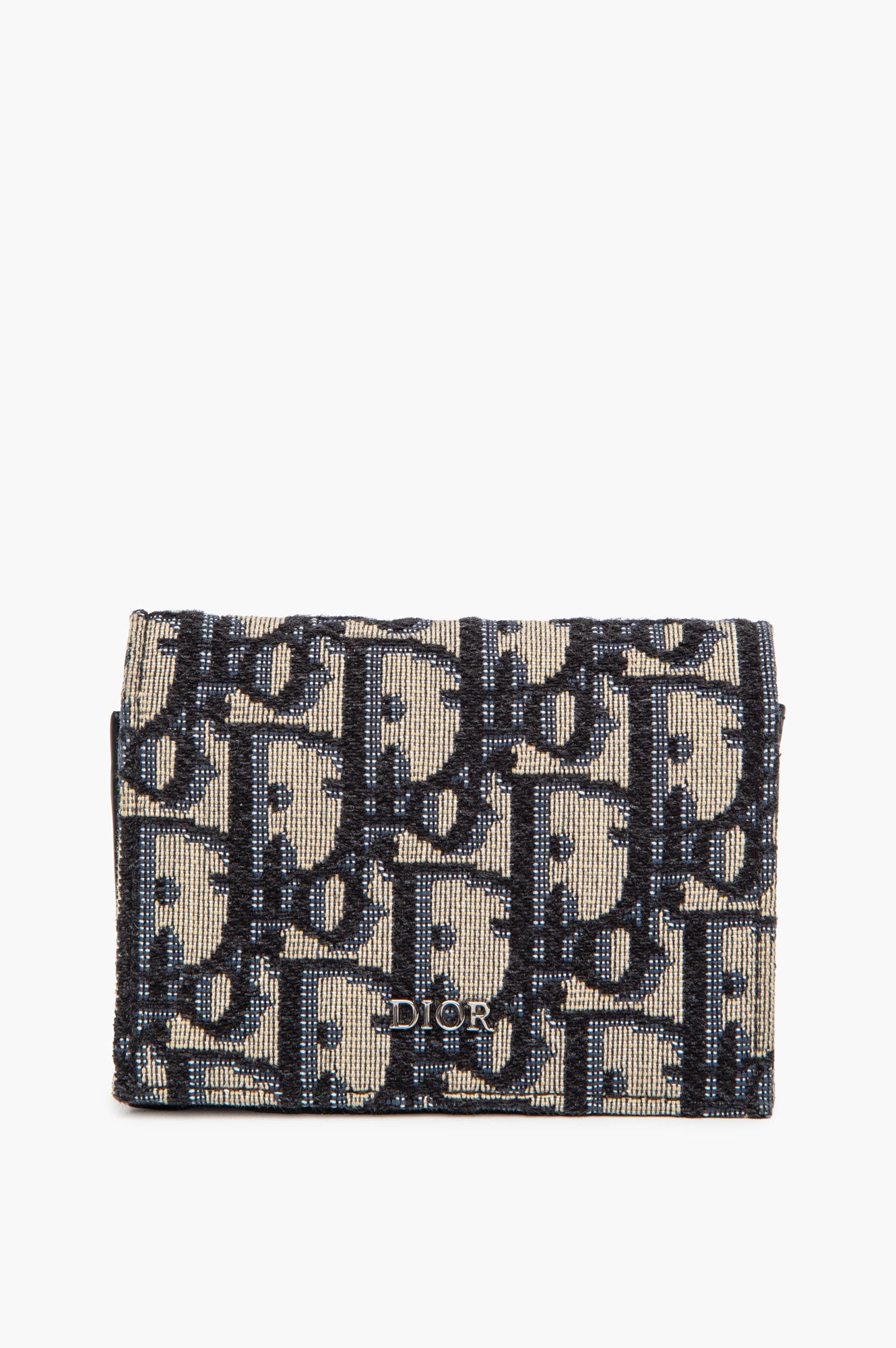 Christian Dior Blue Oblique Jacquard Wallet