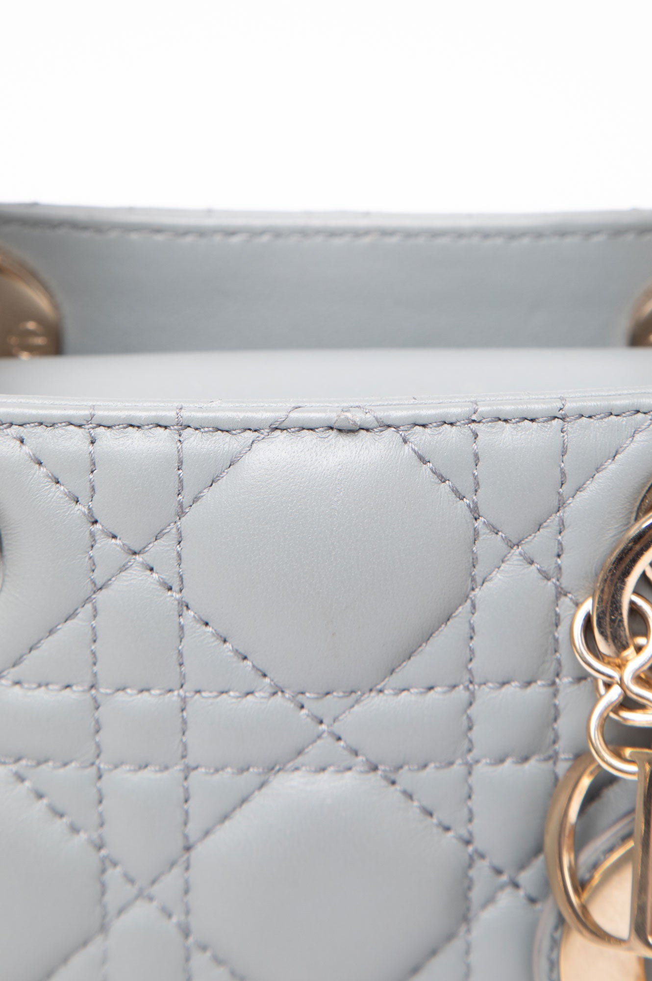 Christian Dior Grey Mini Lady Dior Bag - detail
