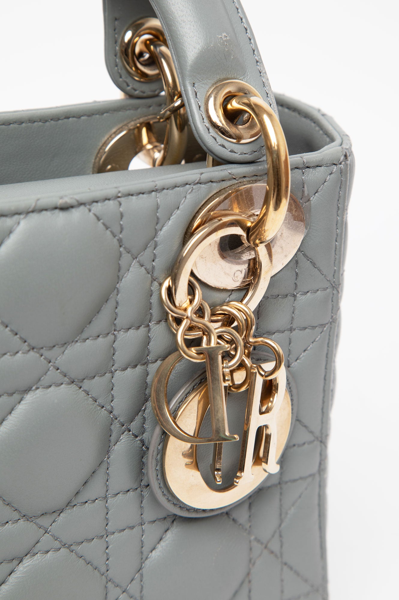 Christian Dior Grey Mini Lady Dior Bag charm