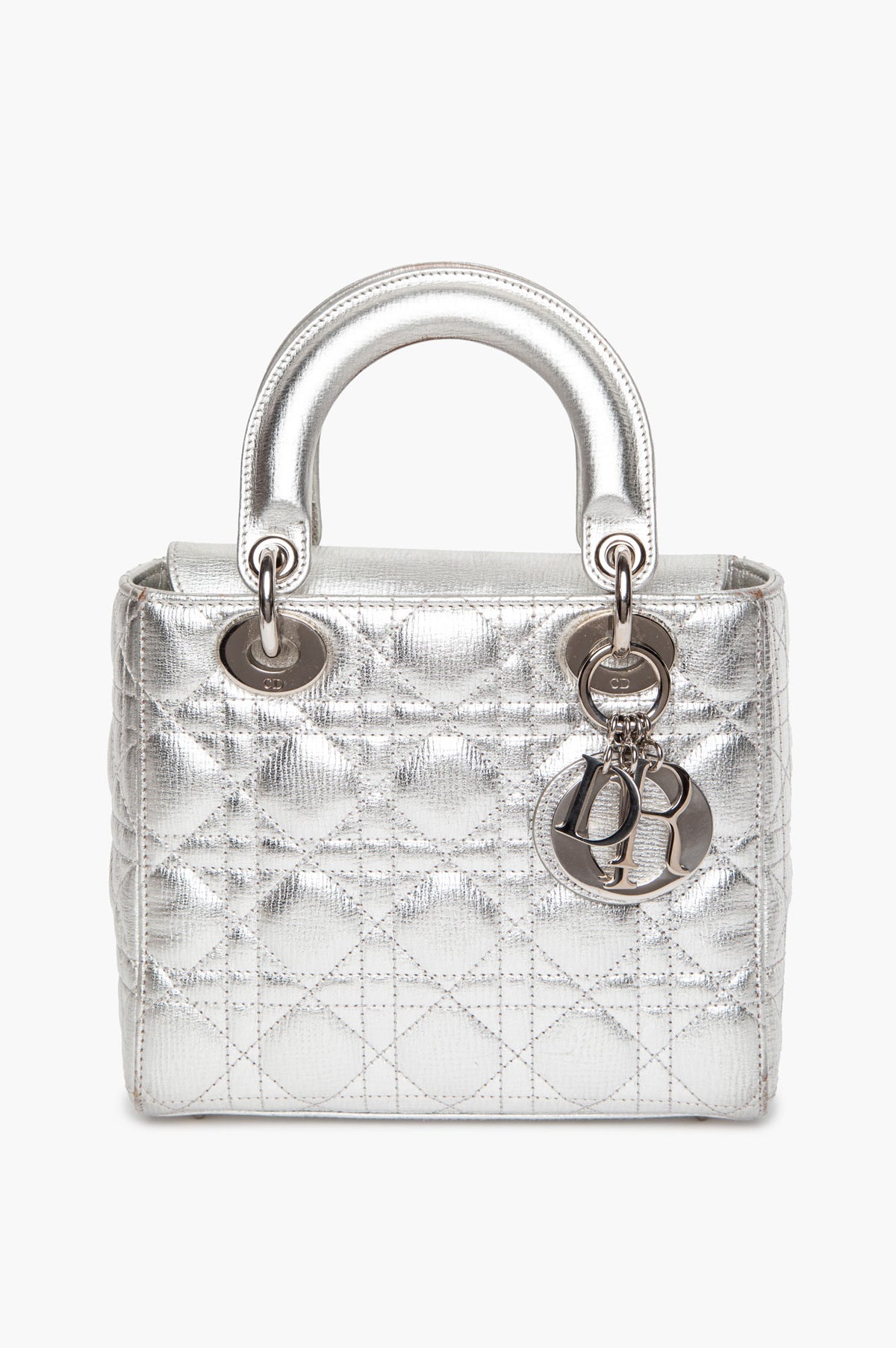 Christian Dior Metallic Silver Calfskin Small My Lady ABCDior Bag
