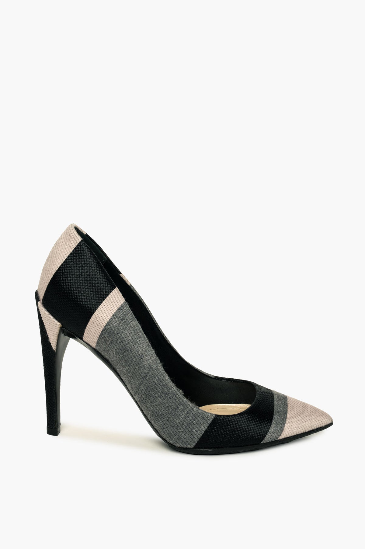 Christian Dior Pink/Grey Striped Woven Pumps Size 36.5