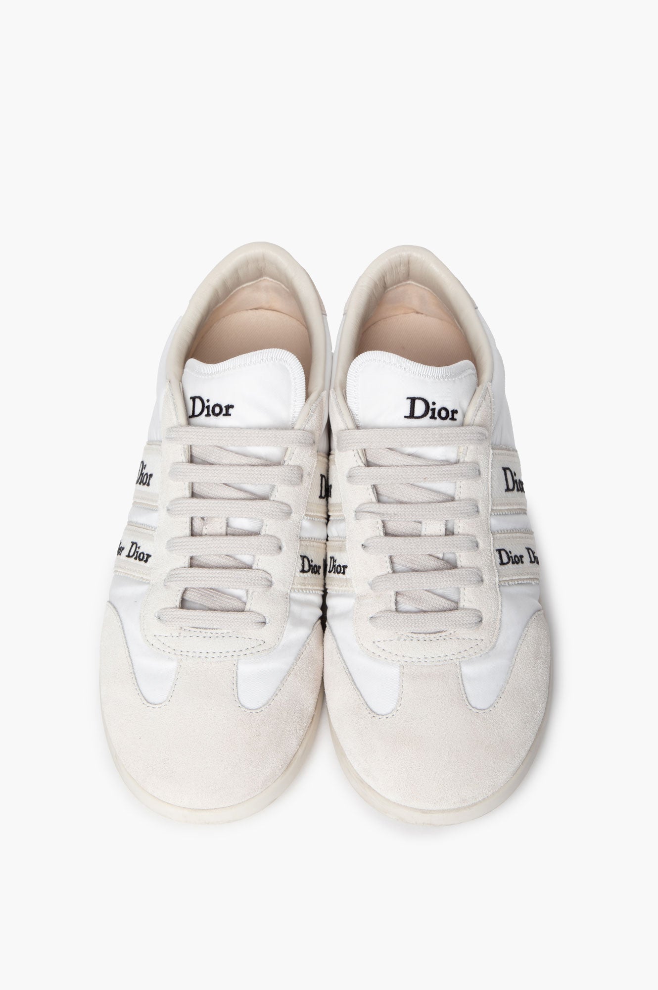 Christian Dior White Suede Ribbon Sneakers Size 39