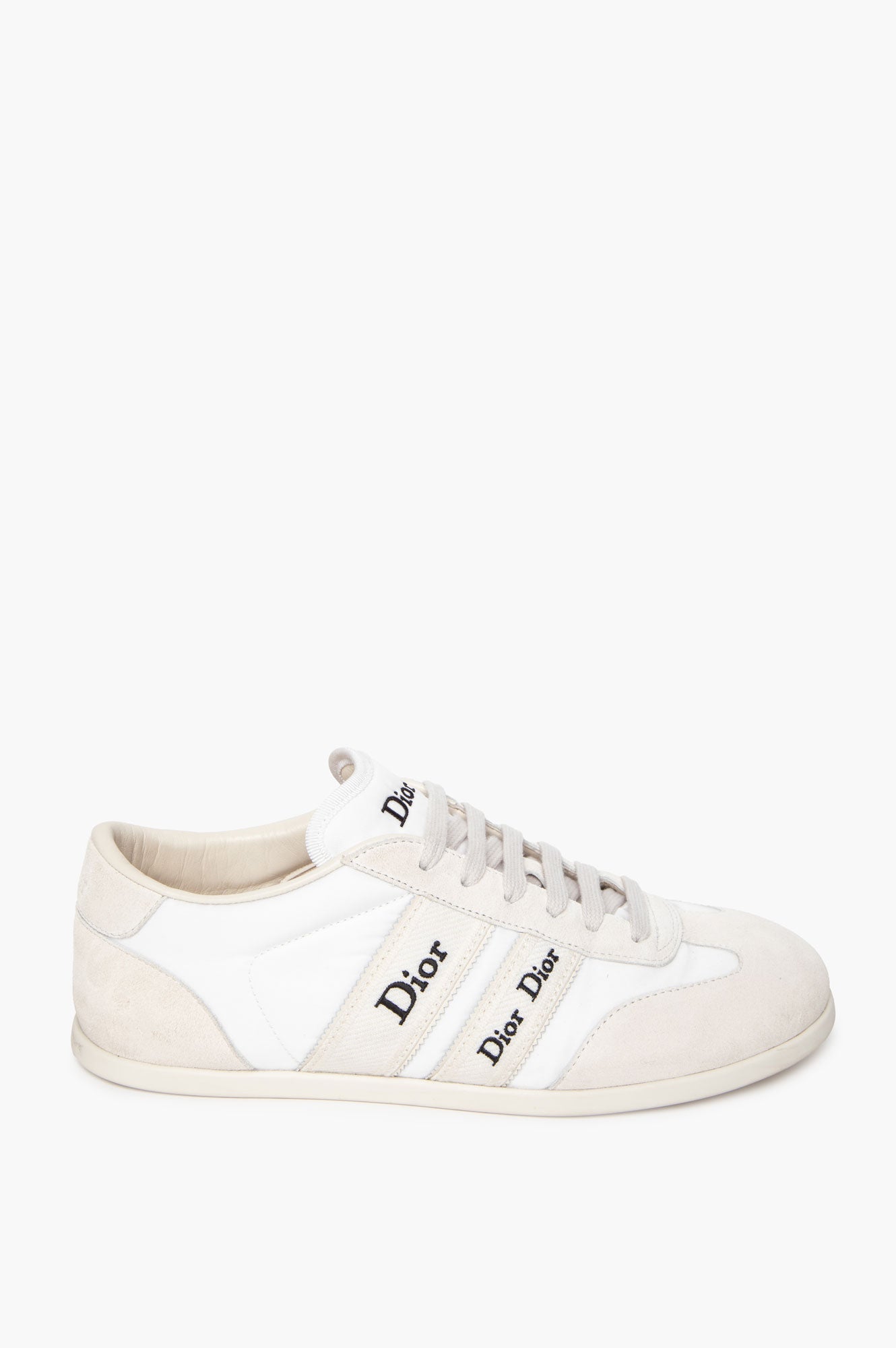Christian Dior White Suede Ribbon Sneakers Size 39