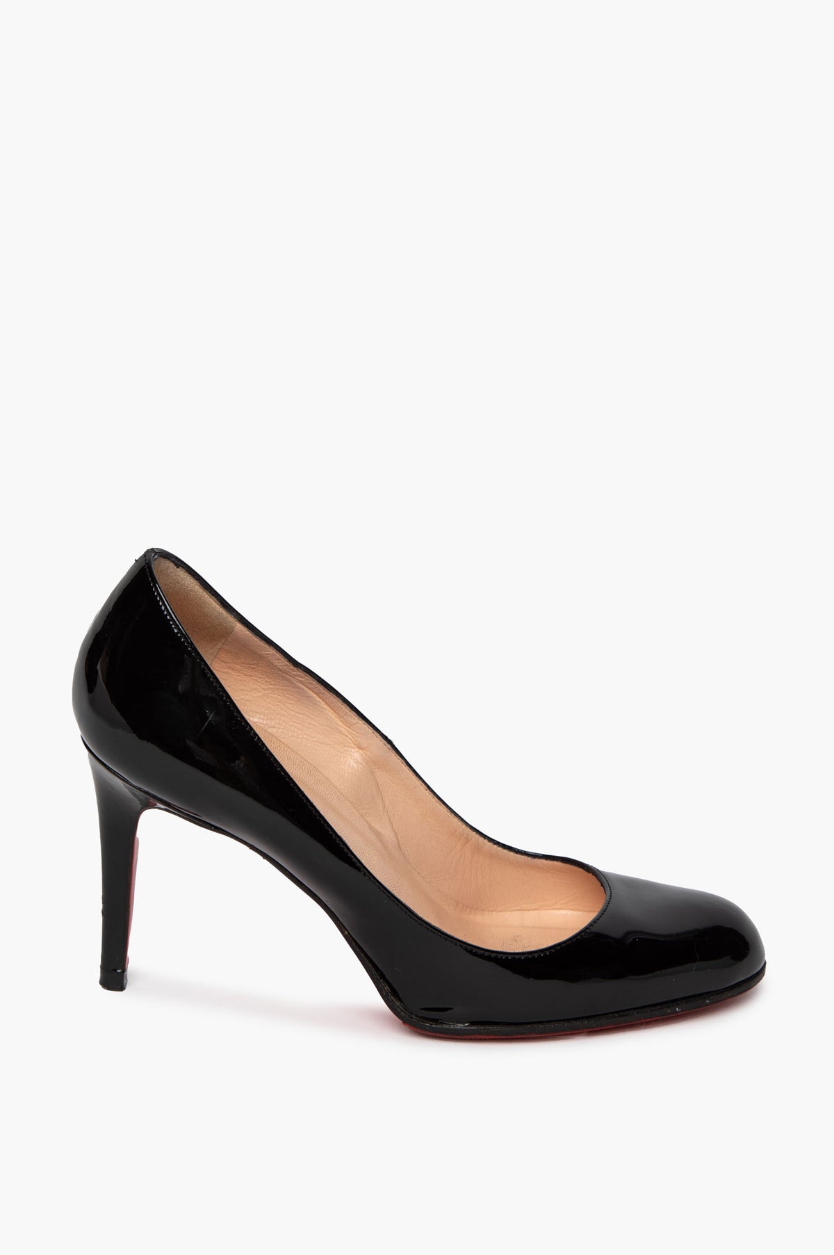 Christian Louboutin Black Patent Simple Pump 85 Size 35.5