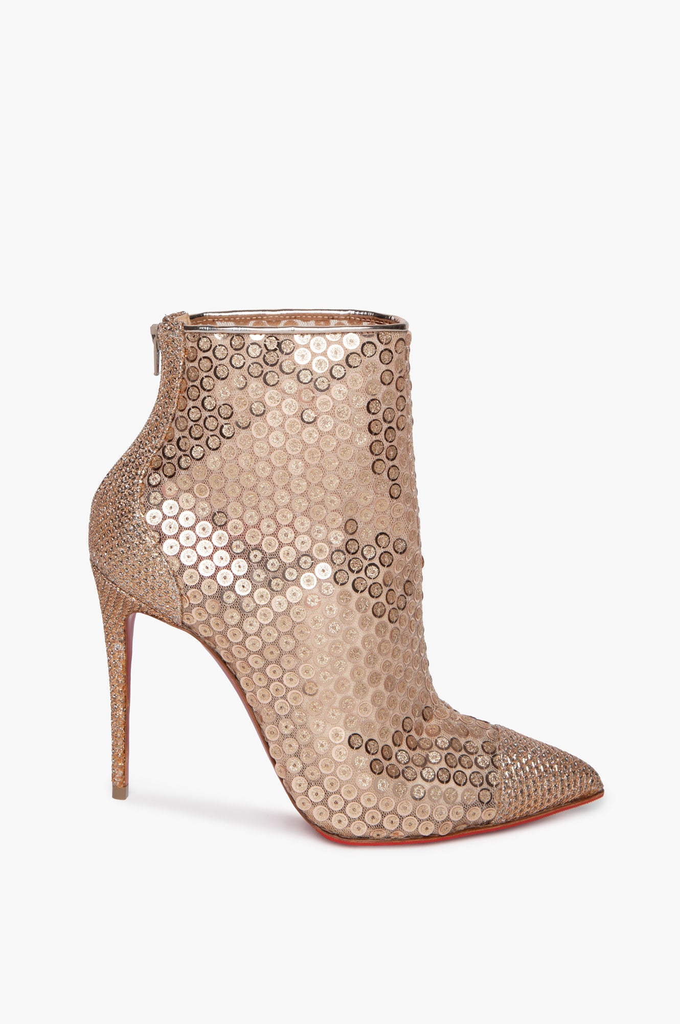 Christian Louboutin Gold Glitter Sequin Gipsy 100 Booties Size 36