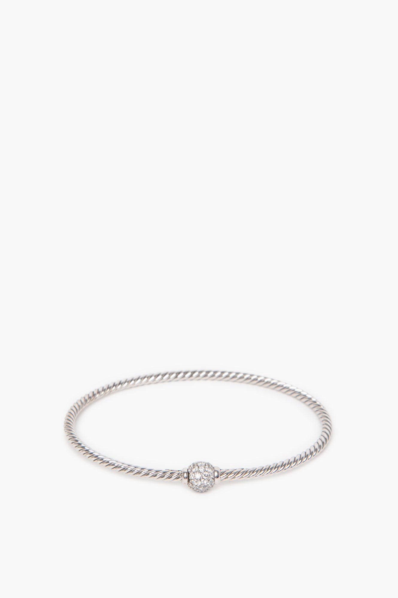 David Yurman 18K White Gold Pavé Diamond Bangle
