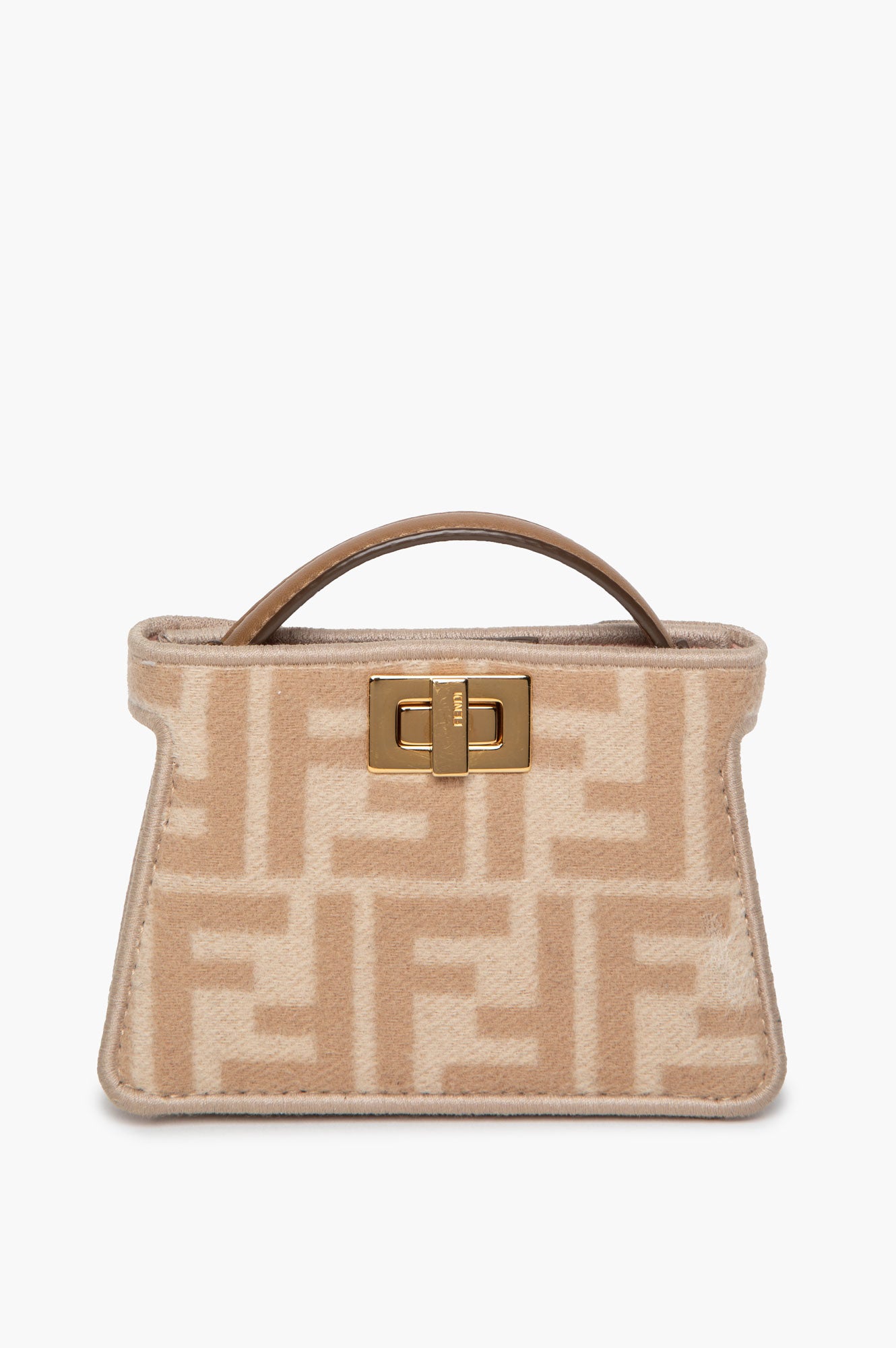 Fendi Beige FF Monogram Wool Nano Peekaboo Bag Charm