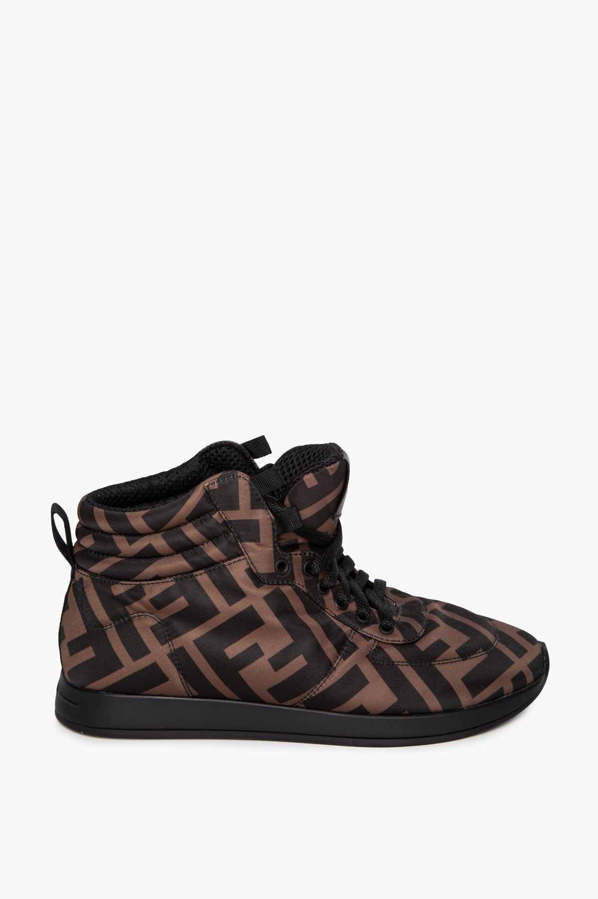 Fendi Brown Nylon Zucca FFreedom High-Top Sneakers Size 36