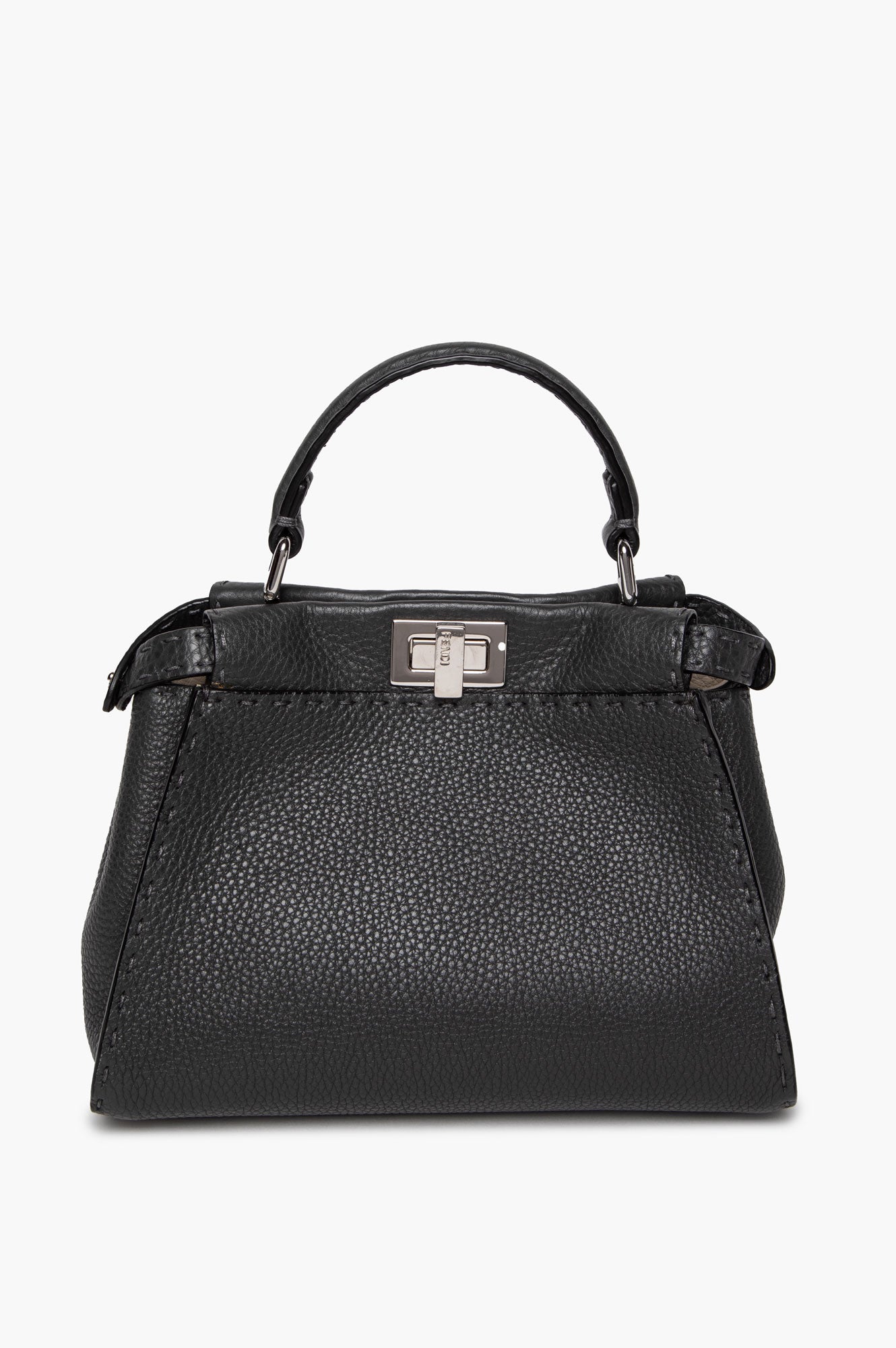 Fendi Grey Asphalt Selleria Leather Mini Peekaboo Bag