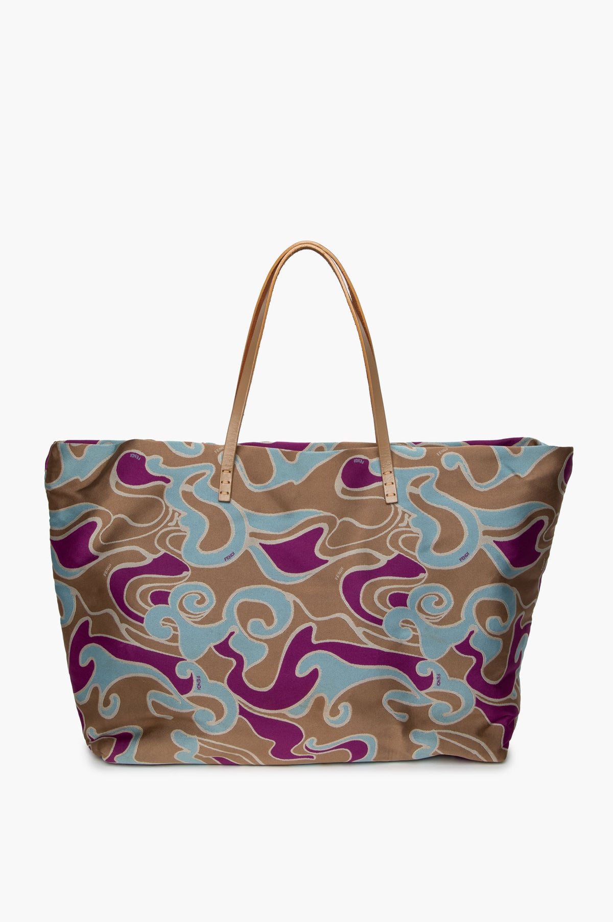 Fendi Multicolor Psychadelic Swirl Satin Tote Bag