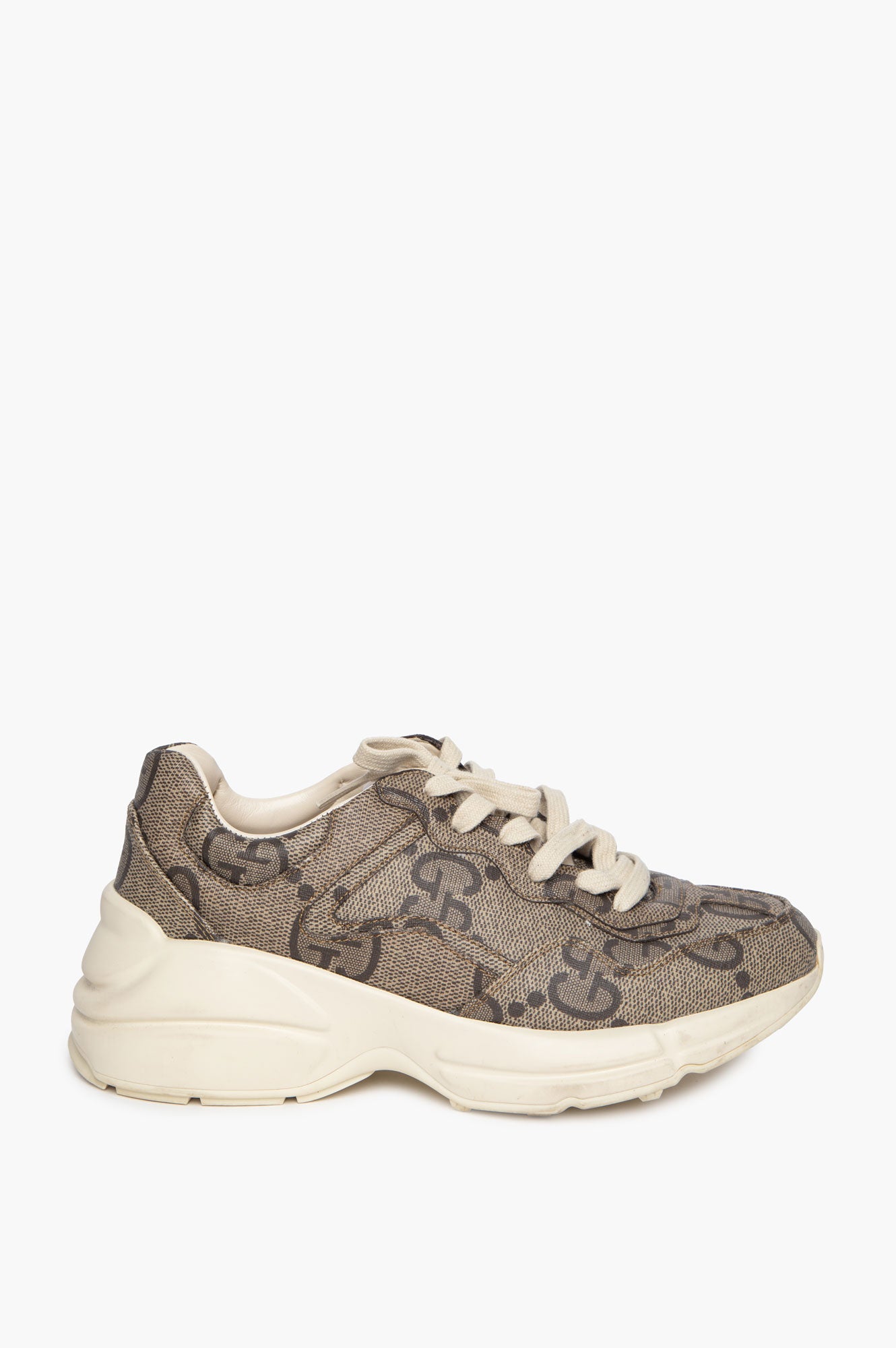 Gucci Beige GG Supreme Monogram Rhyton Sneakers 36.5