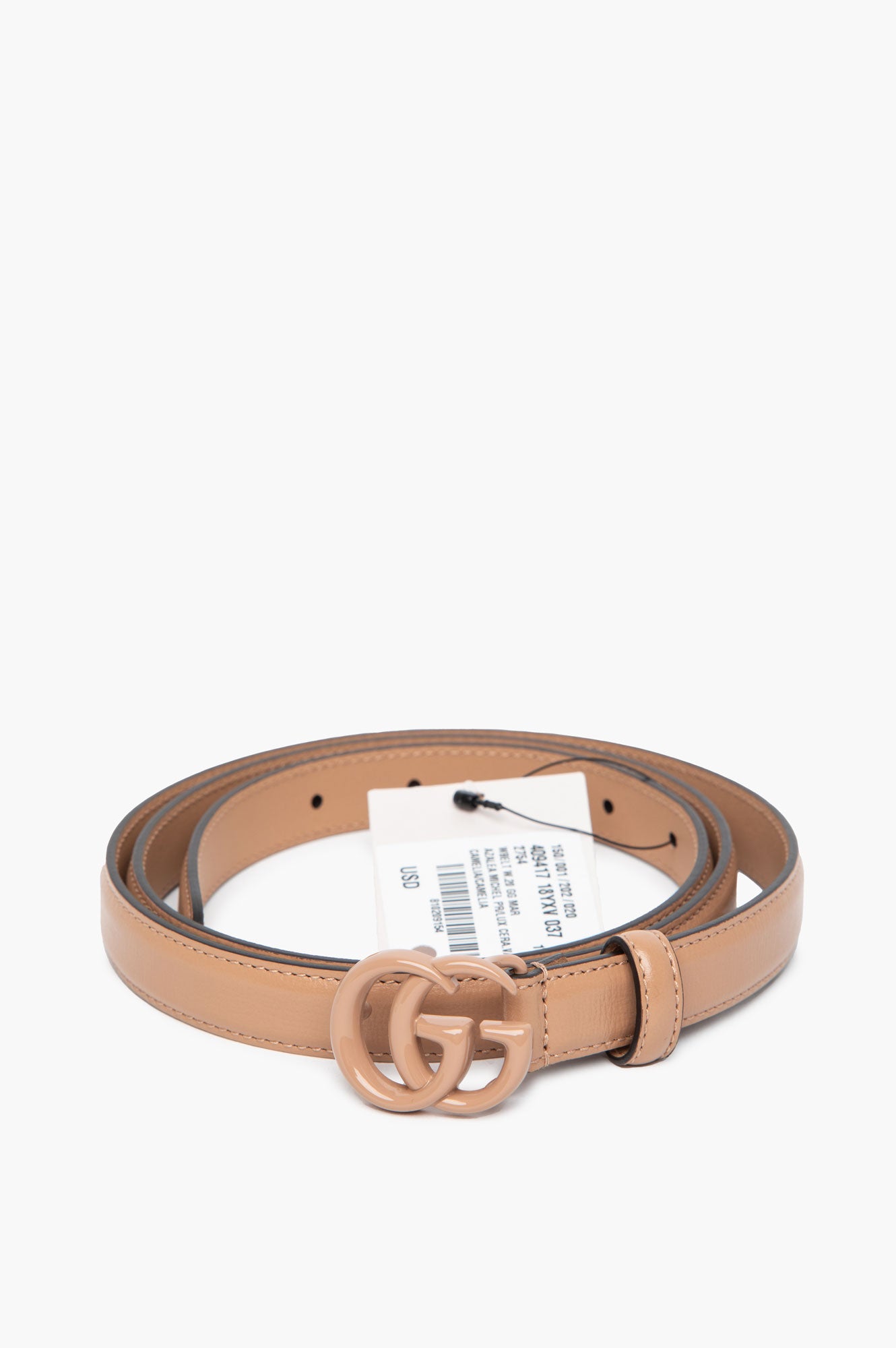 Gucci Beige Monochrome Skinny GG Marmont Belt Size 105