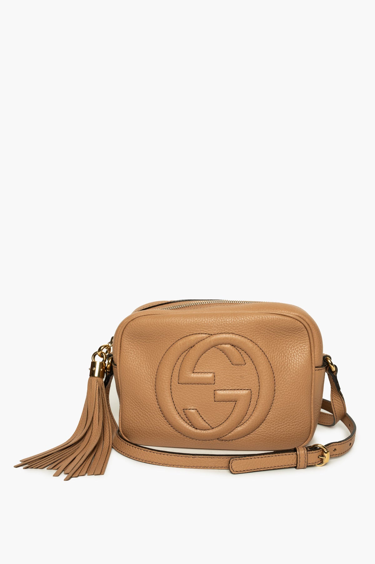 Gucci Beige Pebbled Calfskin Small Soho Disco Crossbody Bag