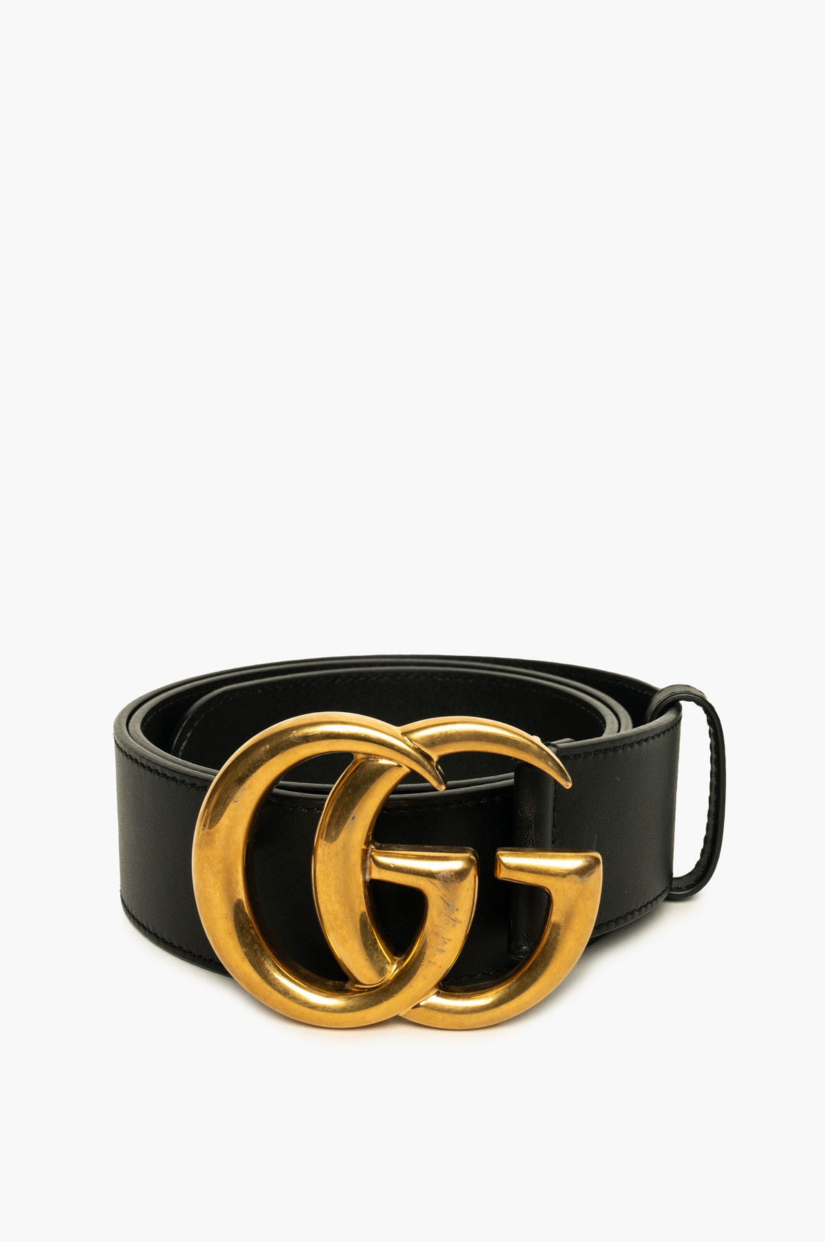 Gucci Black Leather GG Marmont Belt 75 cm