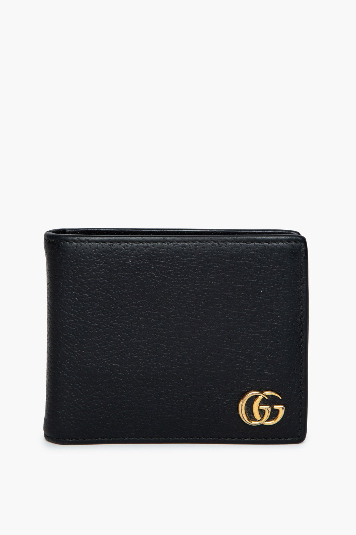 Gucci Black Leather GG Marmont Bifold Money Clip Wallet