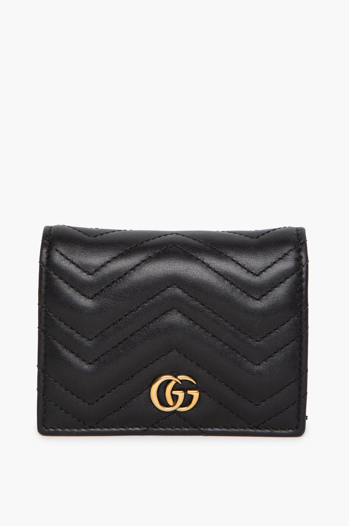 Case Autocad Gucci Black Quilted Calfskin GG Marmont Card Case Wallet