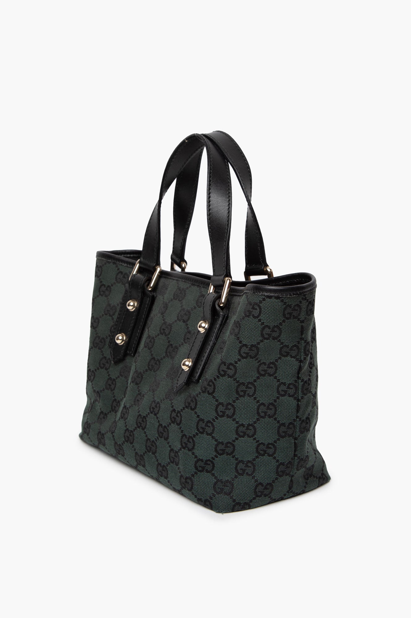 Gucci GG Green Canvas Tote Bag - side