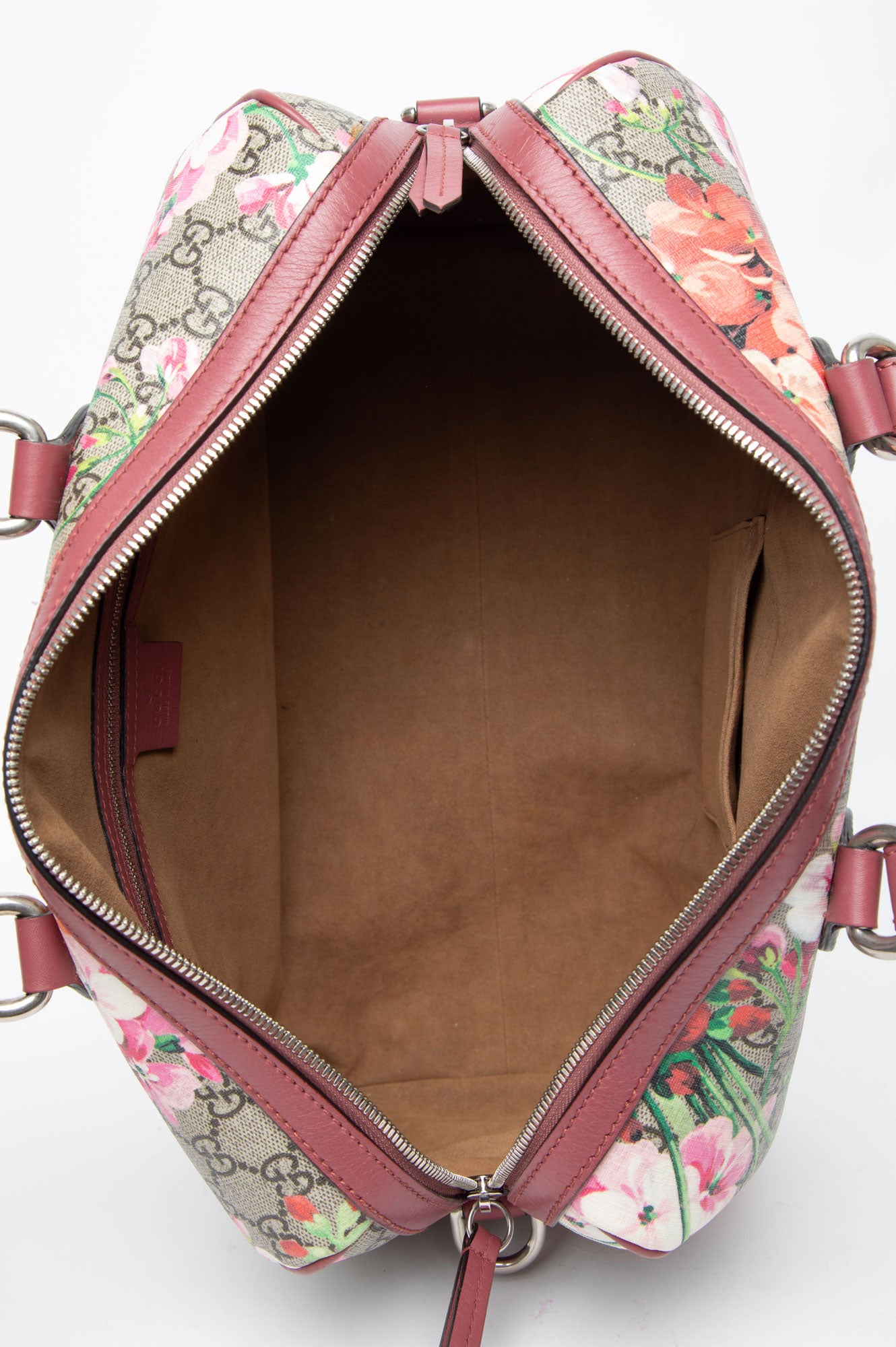 Gucci GG Supreme Blooms Medium Boston Bag  - interior