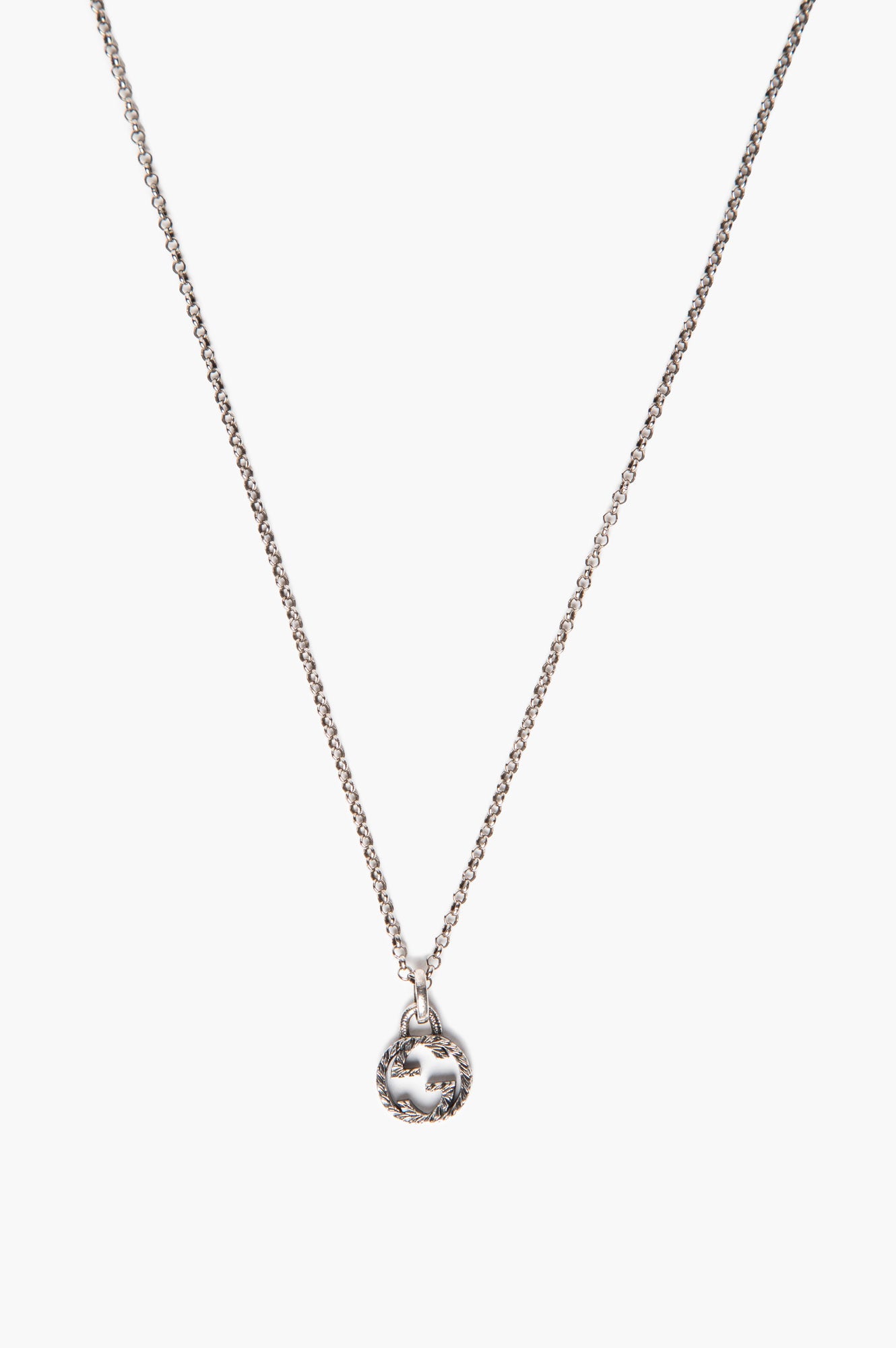 Gucci Sterling Silver Interlocking G Pendant Necklace