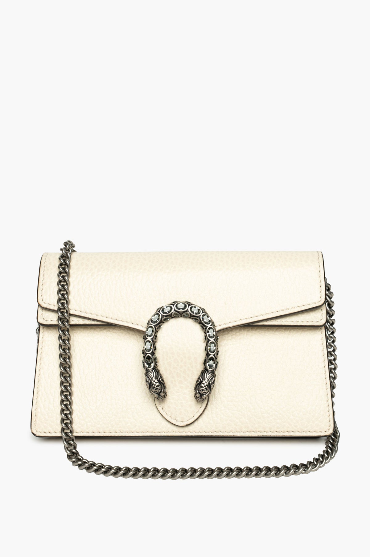 Gucci White Grained Leather Dionysus Super Mini Bag