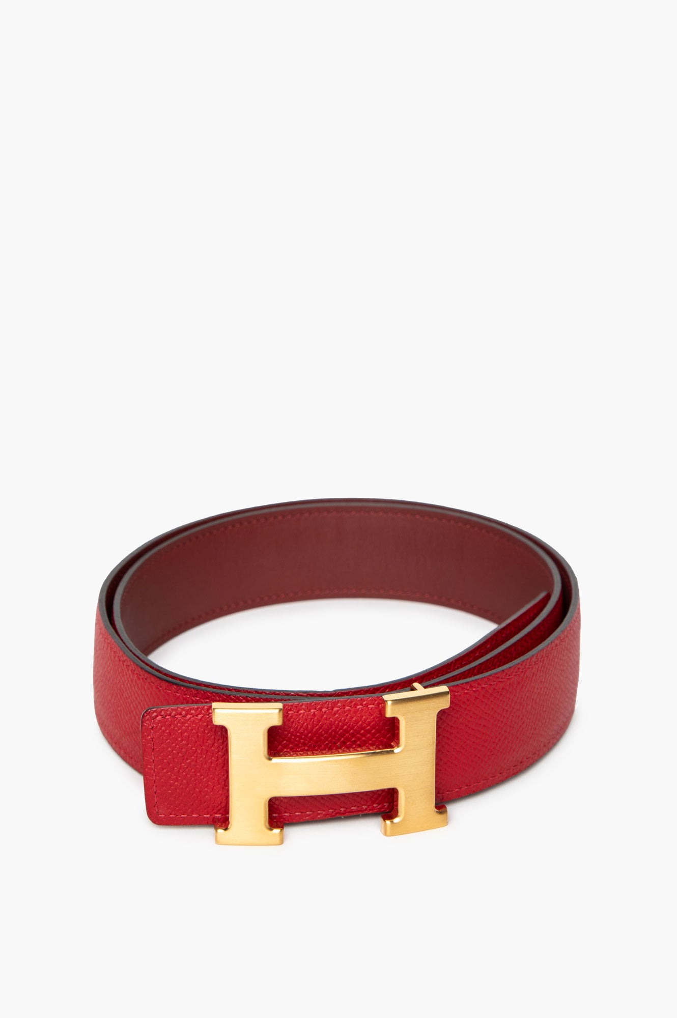 Hermès 32 mm Epsom/Swift Casque Rouge Constance Reversible Brushed Gold H-Buckle Belt Size 85