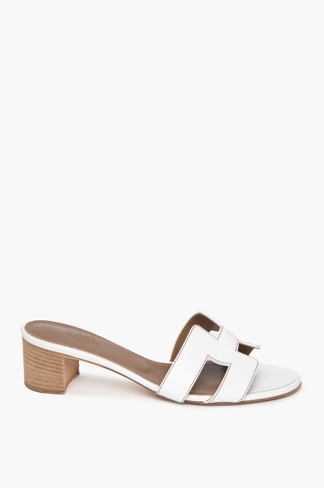 Hermès Blanc Swift Oasis Sandals Size 37