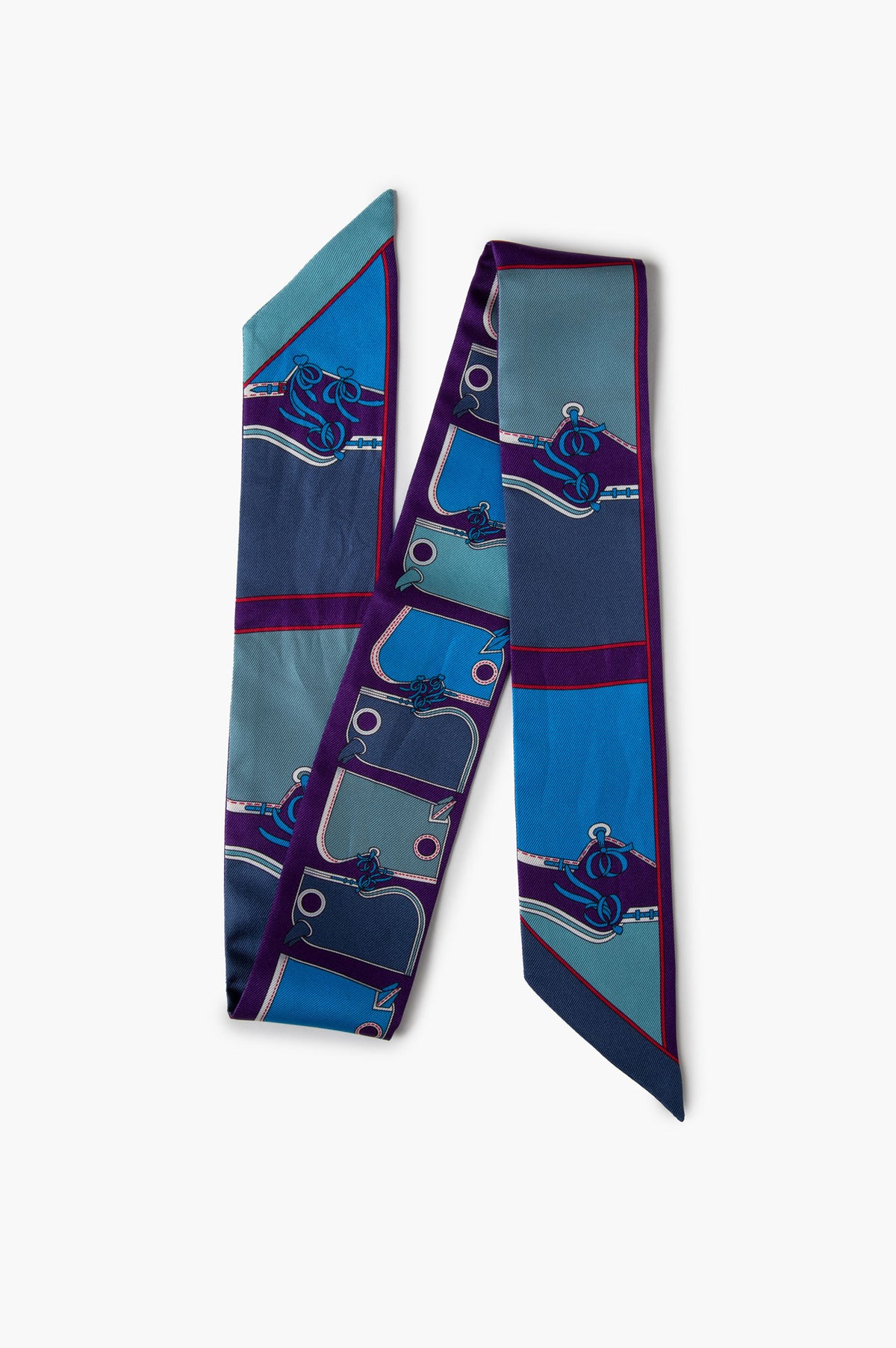 Hermès Blue Silk Camails Twilly