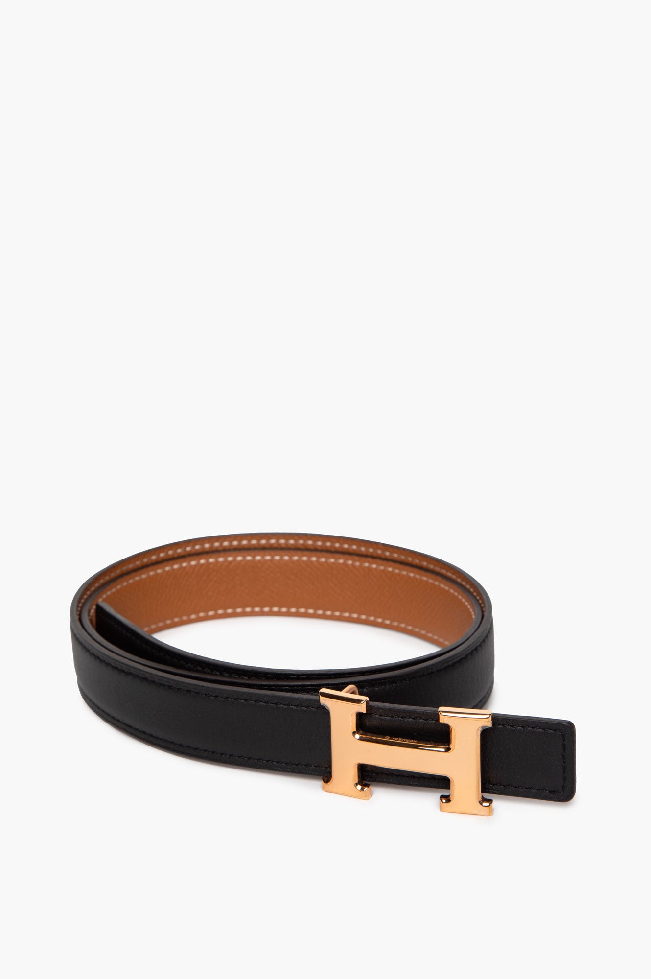Hermès Gold/Black Reversible H Belt 75cm