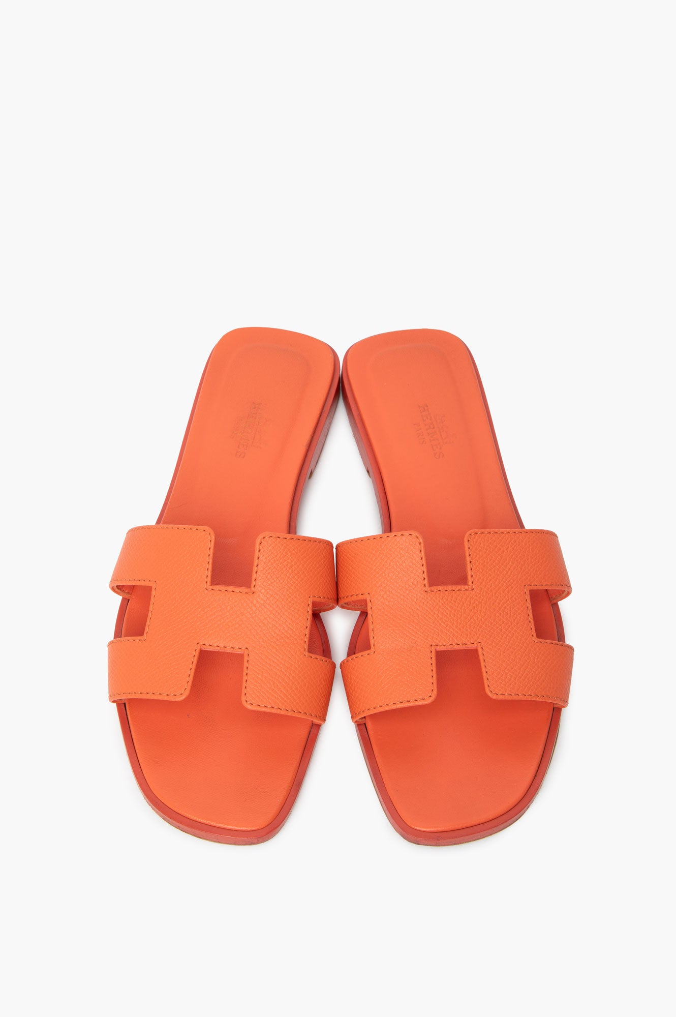 Hermès Orange Epsom Oran Sandals Size 37