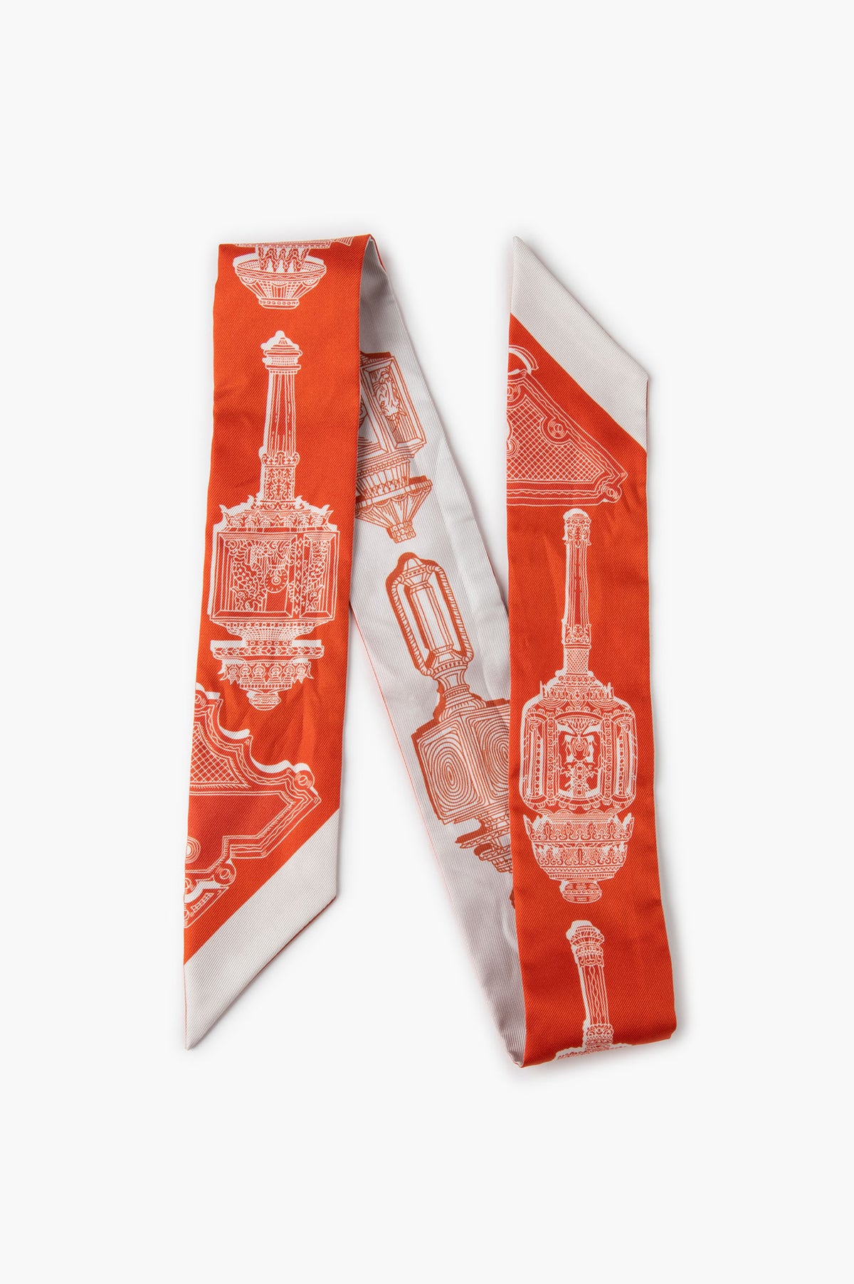 Hermès Orange Silk Merveilleuses Lanternes Twilly