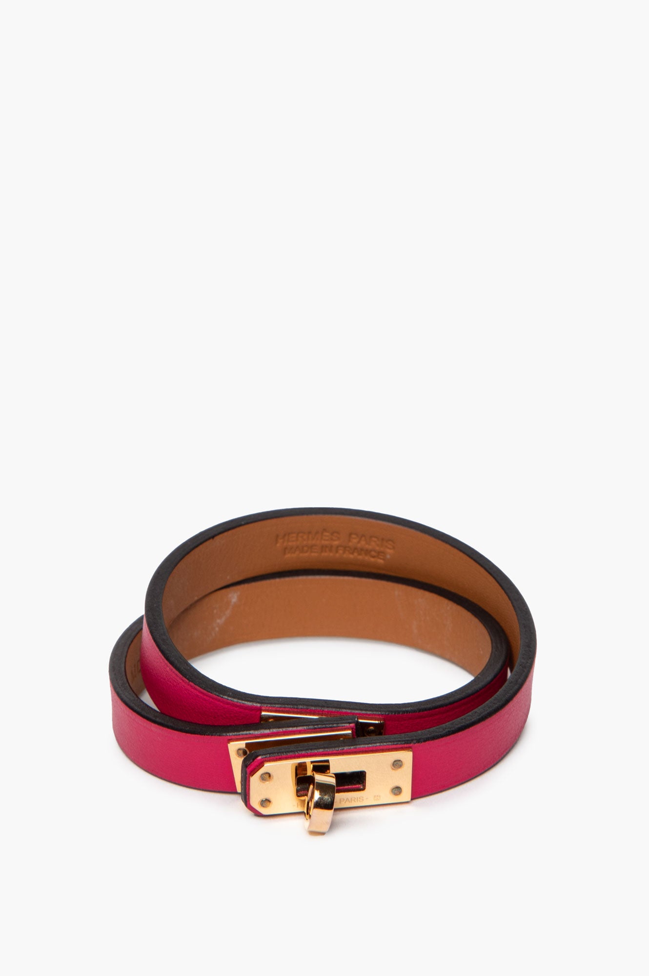Hermès Yellow Gold Plated Framboise Mini Kelly Double Tour Bracelet