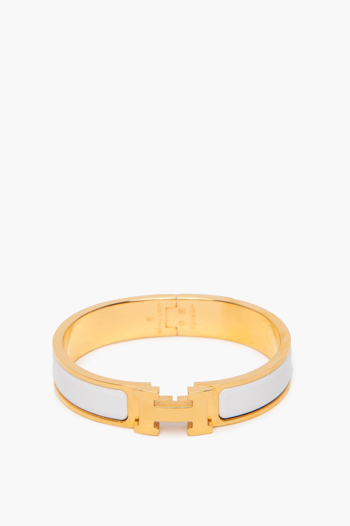 Hermès Yellow Gold Plated White Clic H Bracelet