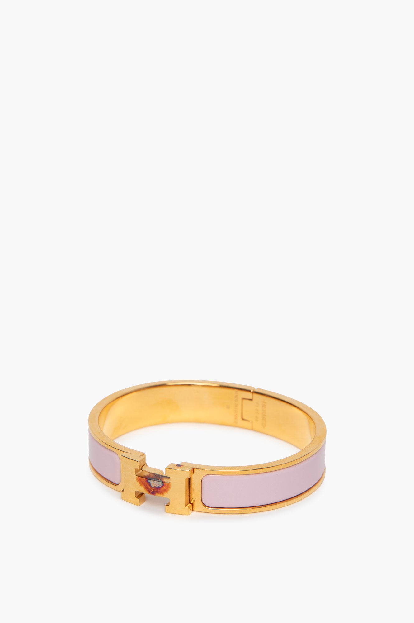 Hermes Clic H Bracelet in Gold and Light Pink