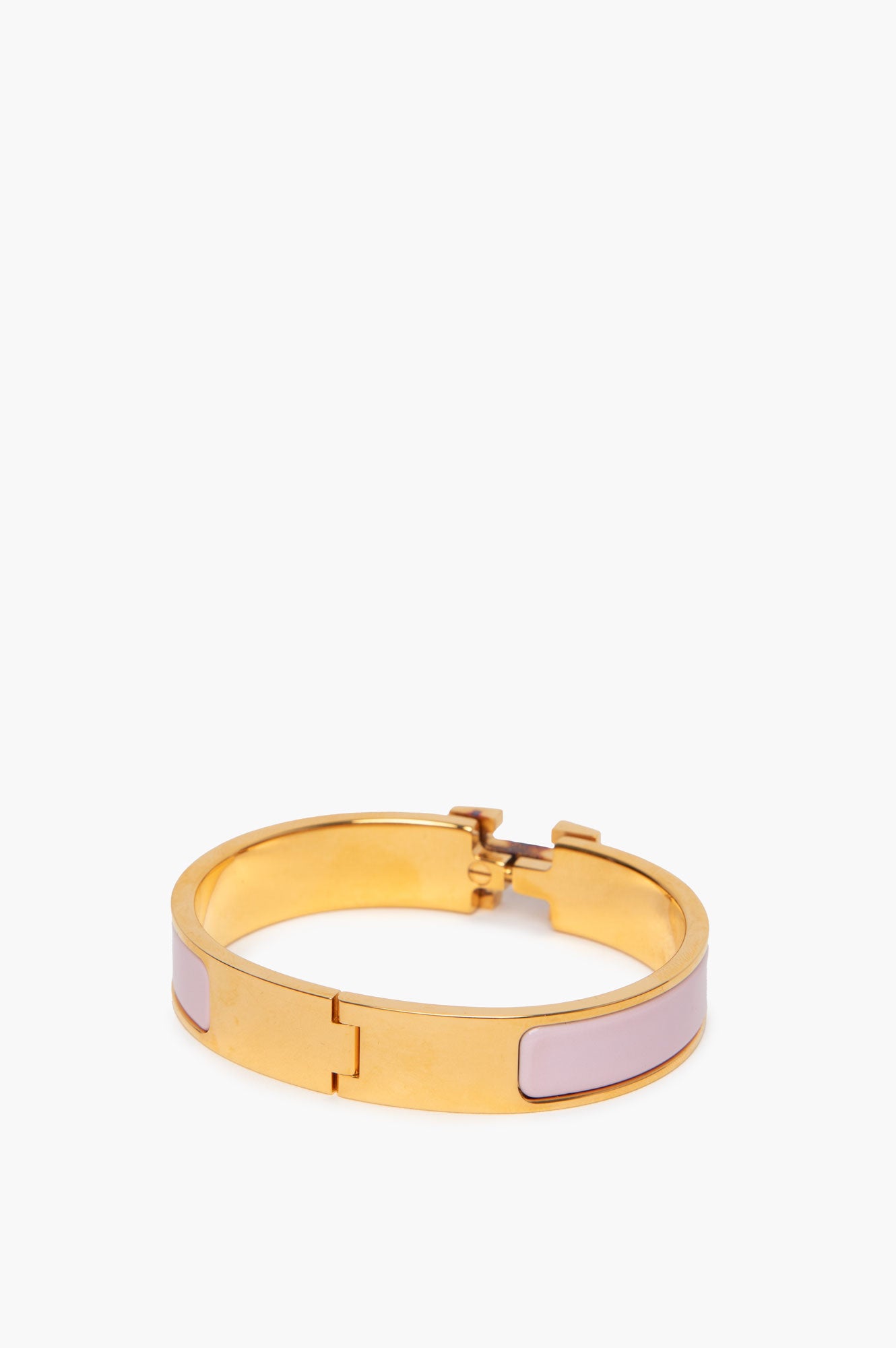 Hermes Clic H Bracelet in Gold and Light Pink back