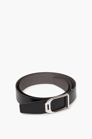 Hermes Jockey Belt Buckle & Leather strap 32mm Black/Grey 90cm