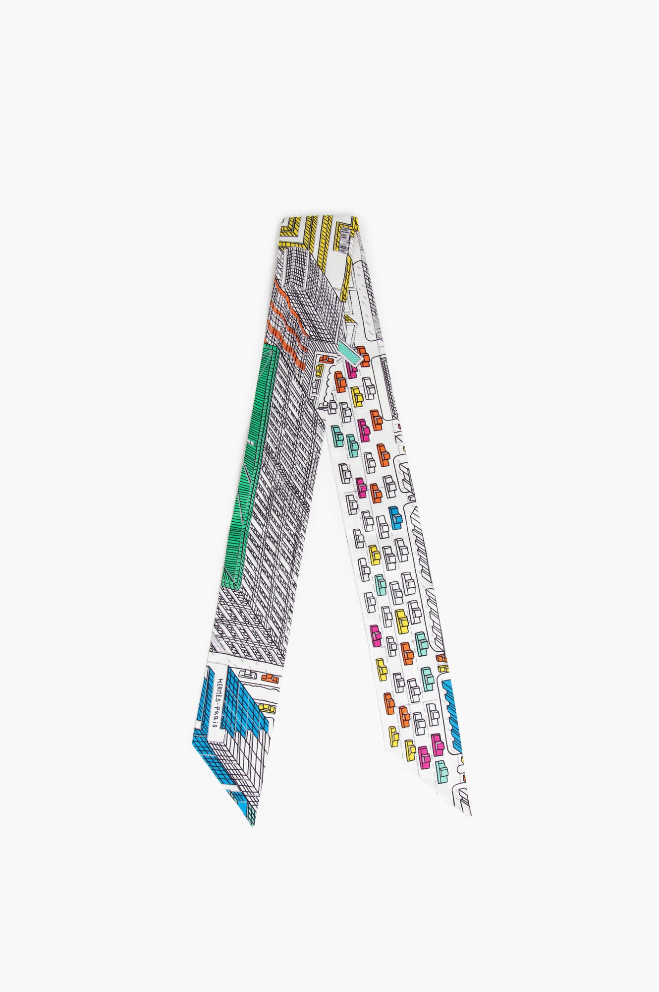 Hermes Pantin City White Silk Twilly