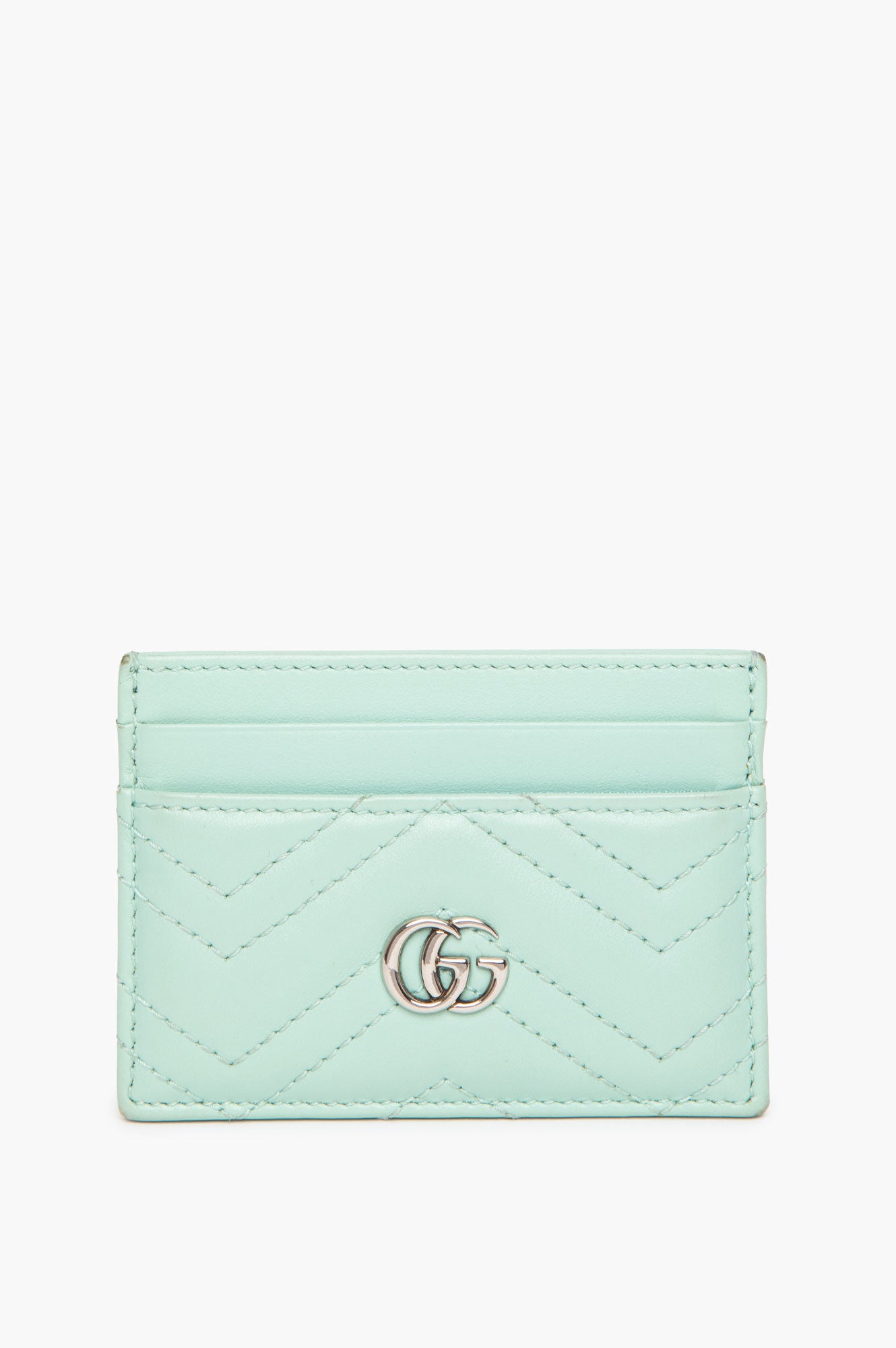 Gucci GG Marmont Water Green Matelasse Card Case
