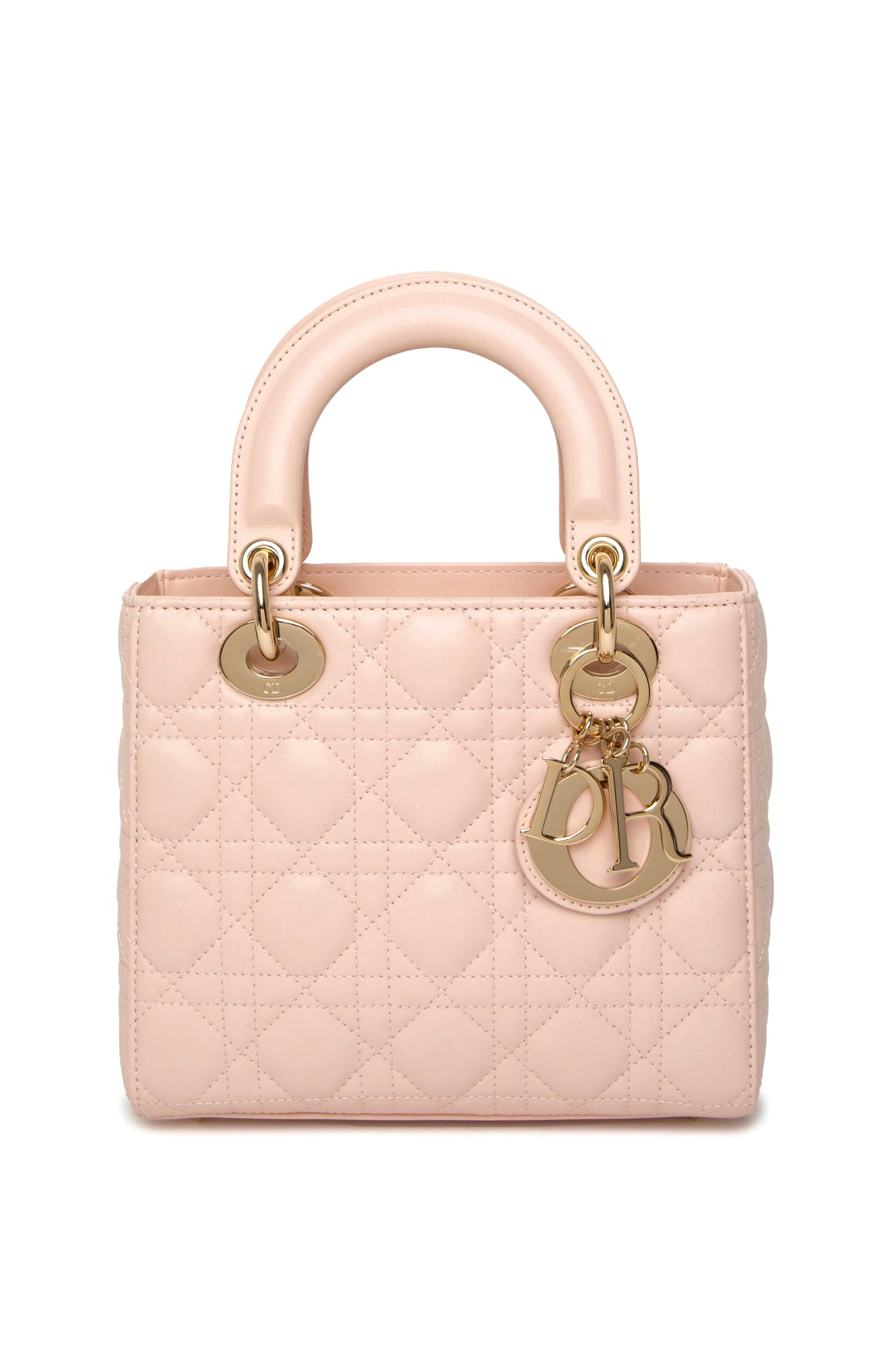 Christian Dior Small Pink Lambskin Cannage Lady Dior
