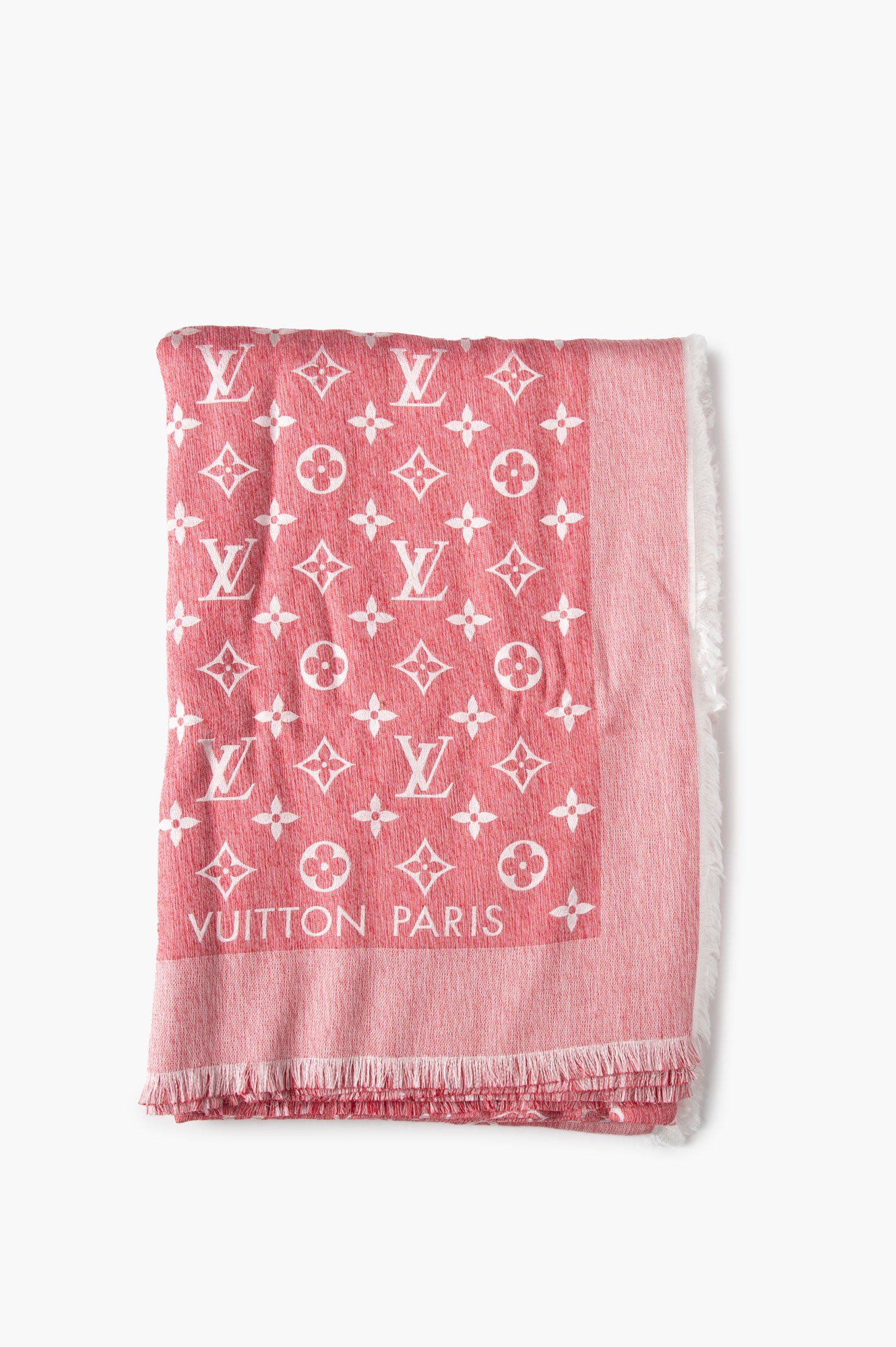 Louis Vuitton Pink Monogram Silk-Cotton Square Shawl 140x140 cm