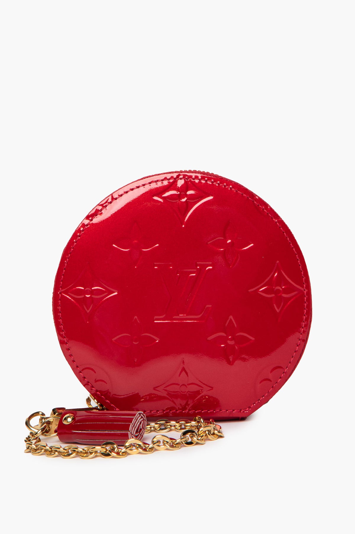Louis Vuitton Red Pomme d'Amour Monogram Vernis Round Coin Purse