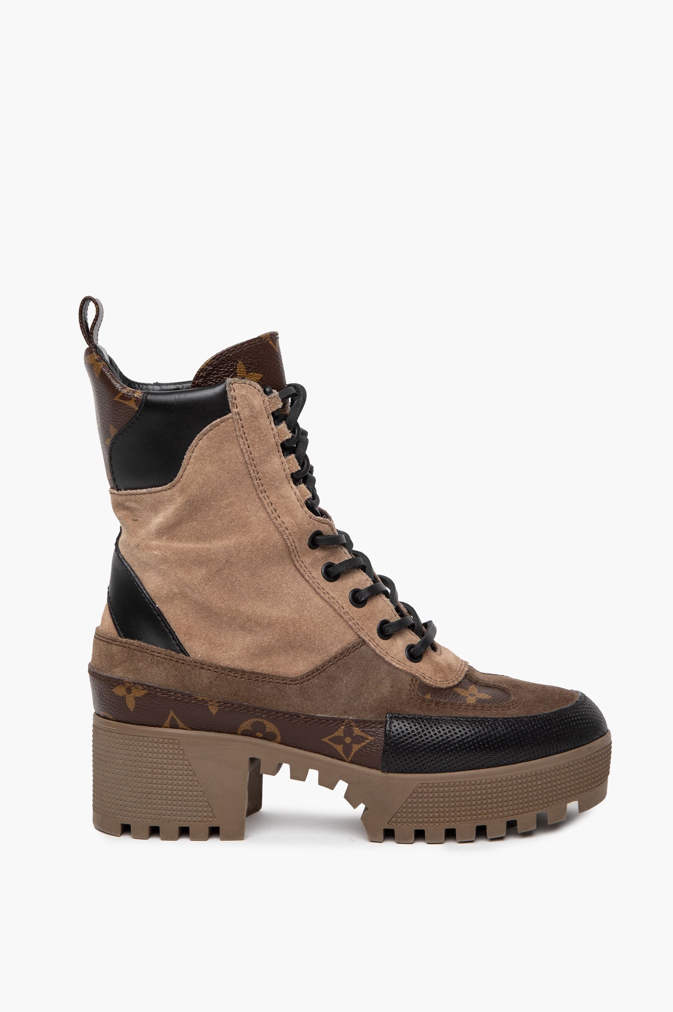 Louis Vuitton Suede Laureate Platform Desert Boots Size 36